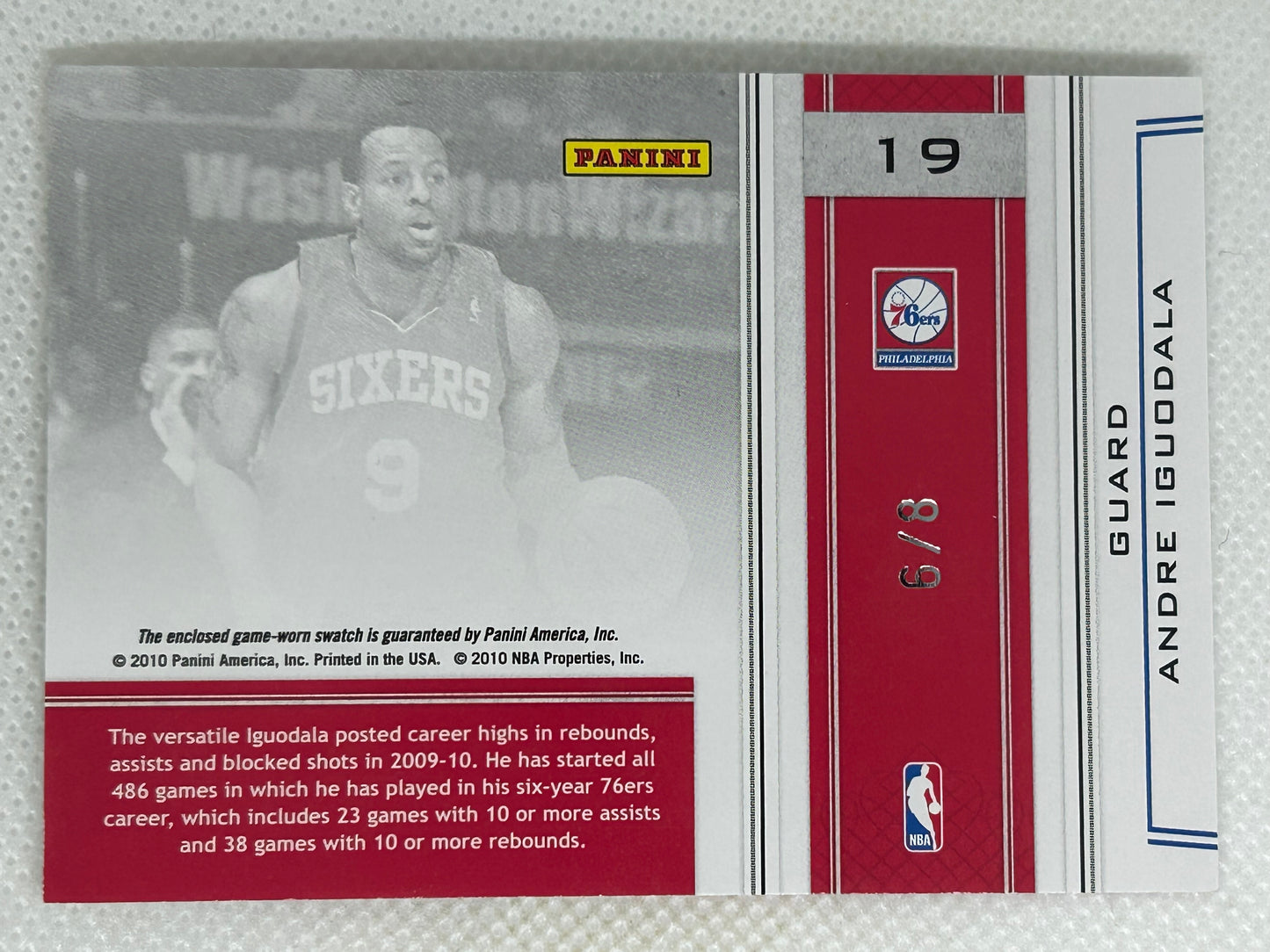 2009-10 Playoff National Treasures Colossal Prime Patch /8 Andre Iguodala #19 Philadelphia 76ers