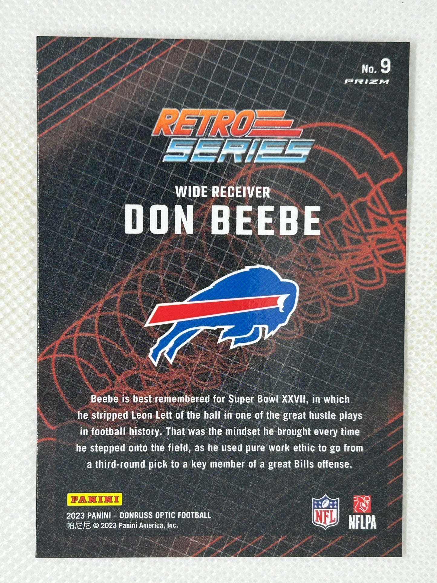 2023 Panini Optic #9 Don Beebe Retro Series Silver Prizm Buffalo Bills Signed Card