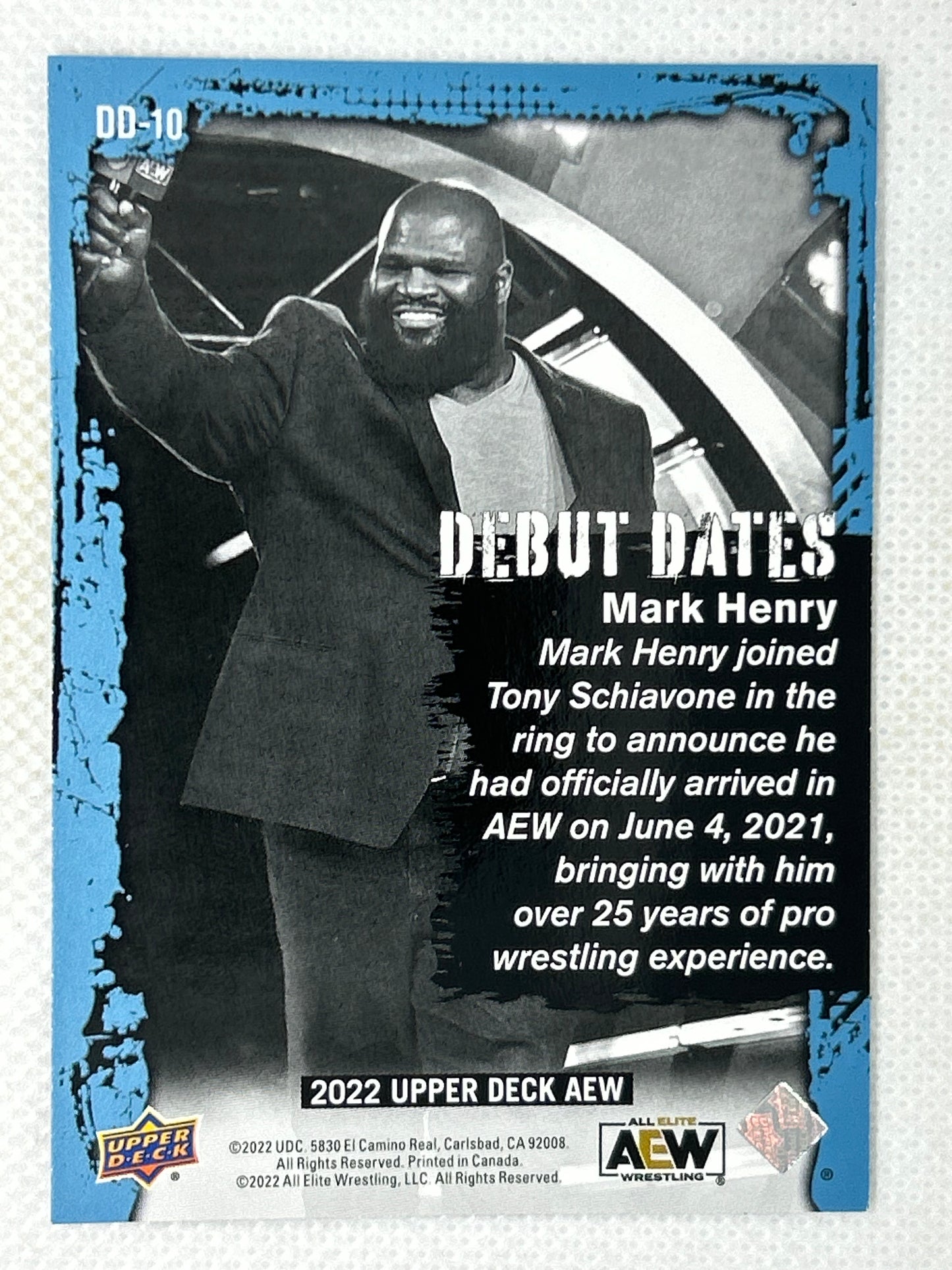 2022 Upper Deck AEW All Elite Wrestling Debut Dates Blue Parallel Mark Henry #DD-10