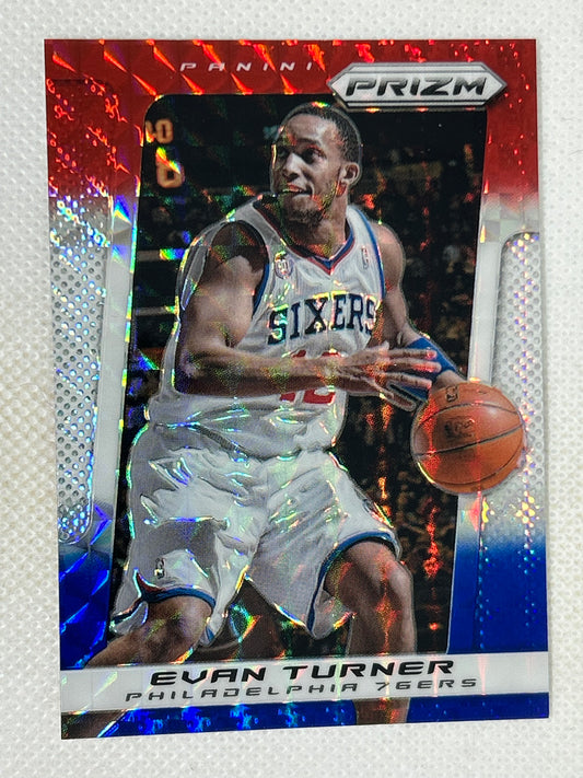 2013-14 Panini Prizm Red White & Blue Mosaic Prizm Evan Turner #83 Philadelphia 76ers