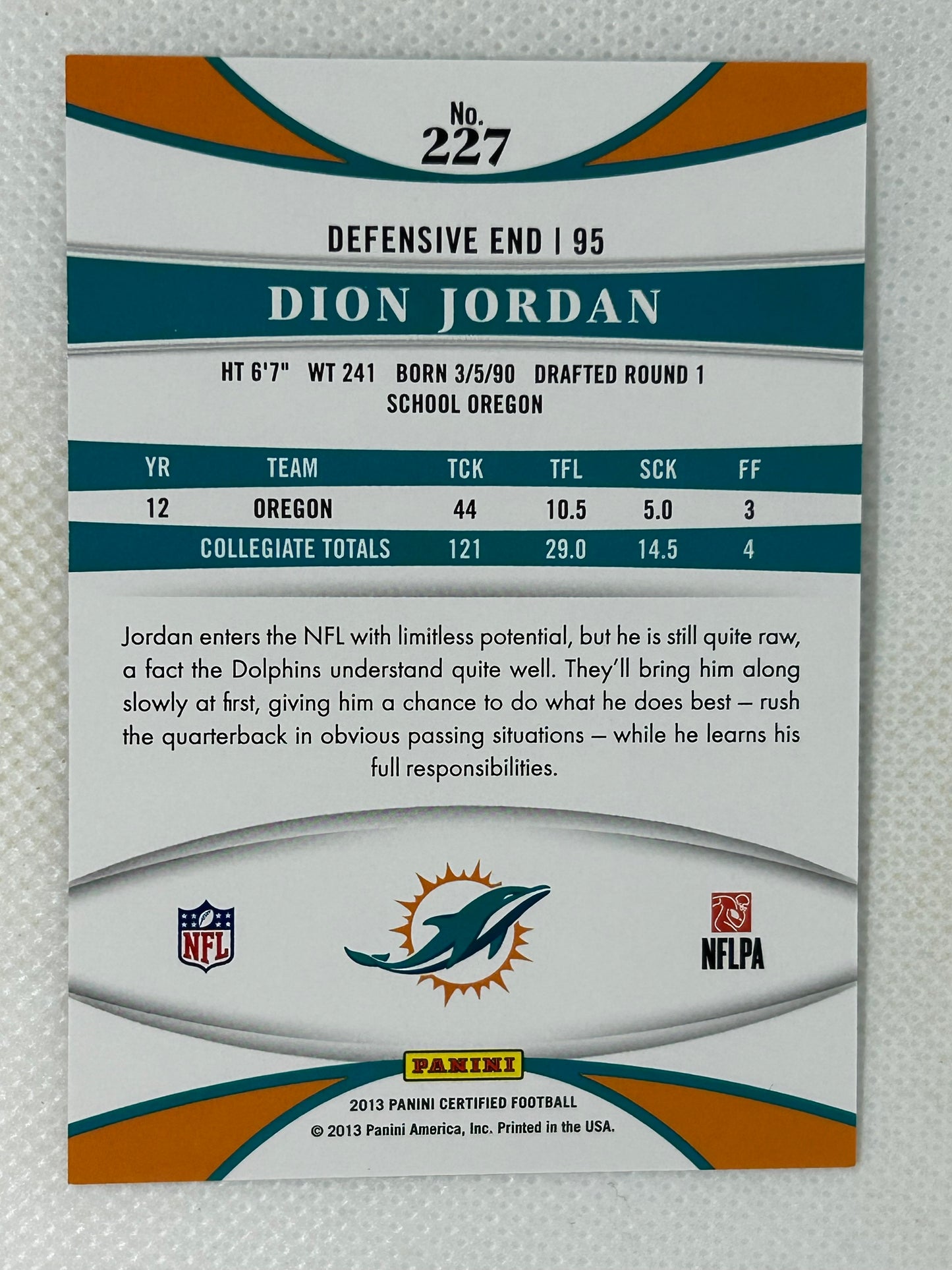 2013 Certified New Generation Rookie /999 Dion Jordan #227 Miami Dolphins