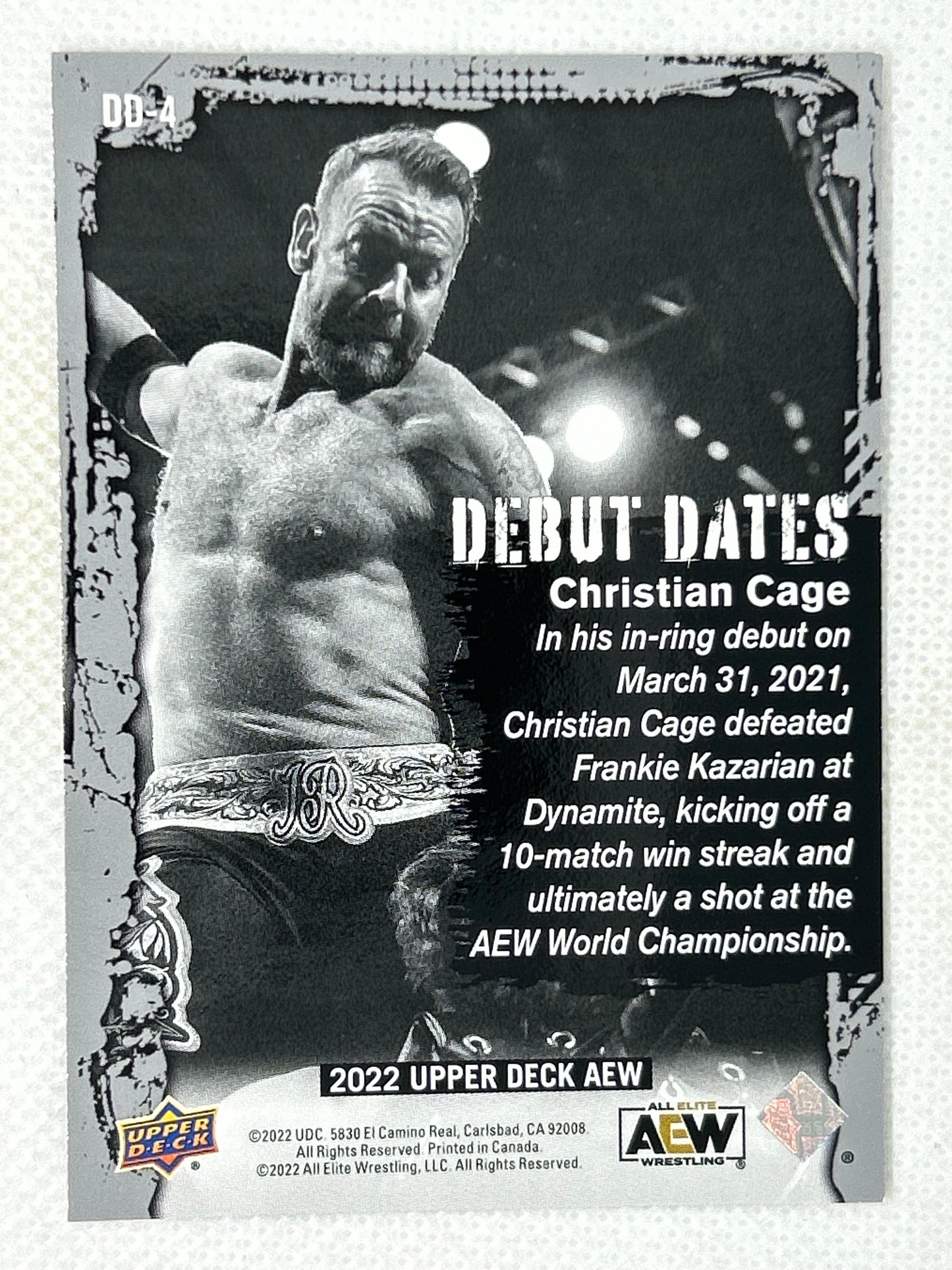 2022 Upper Deck AEW All Elite Wrestling Debut Dates Christian Cage #DD-4
