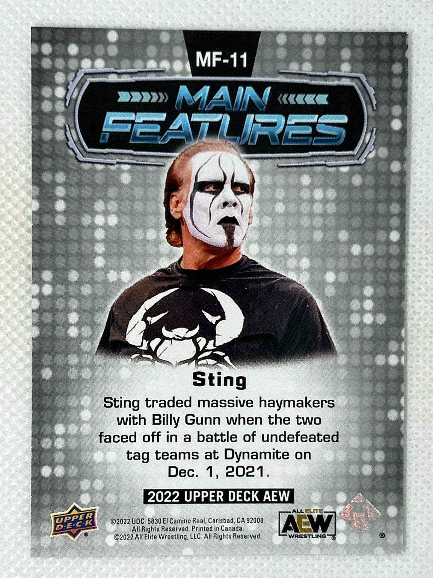 2022 Upper Deck AEW Wrestling Main Features Blue Parallel Sting #MF 11