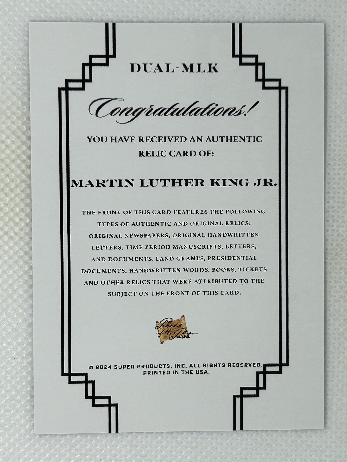 2024 Pieces Of The Past Martin Luther King JR. # DUAL-MLK Relic Card
