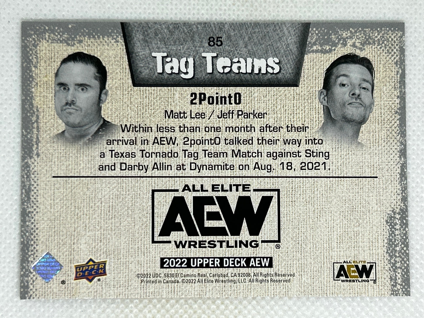 2022 Upper Deck AEW All Elite Wrestling Tag Teams #85 2Point0 Matt Lee Jeff Parker