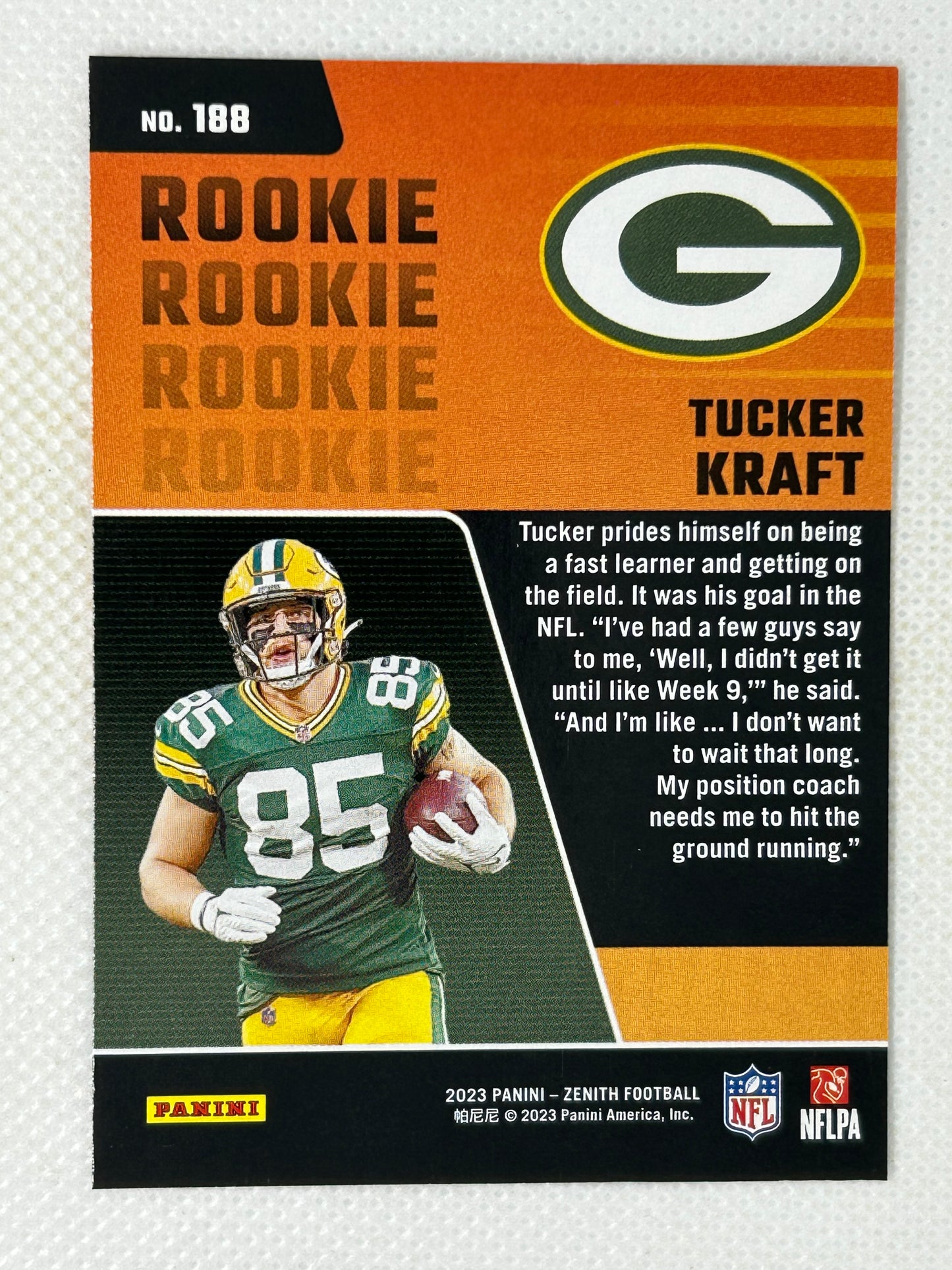 2023 Panini Zenith Rookie Tucker Kraft #188 Green Bay Packers