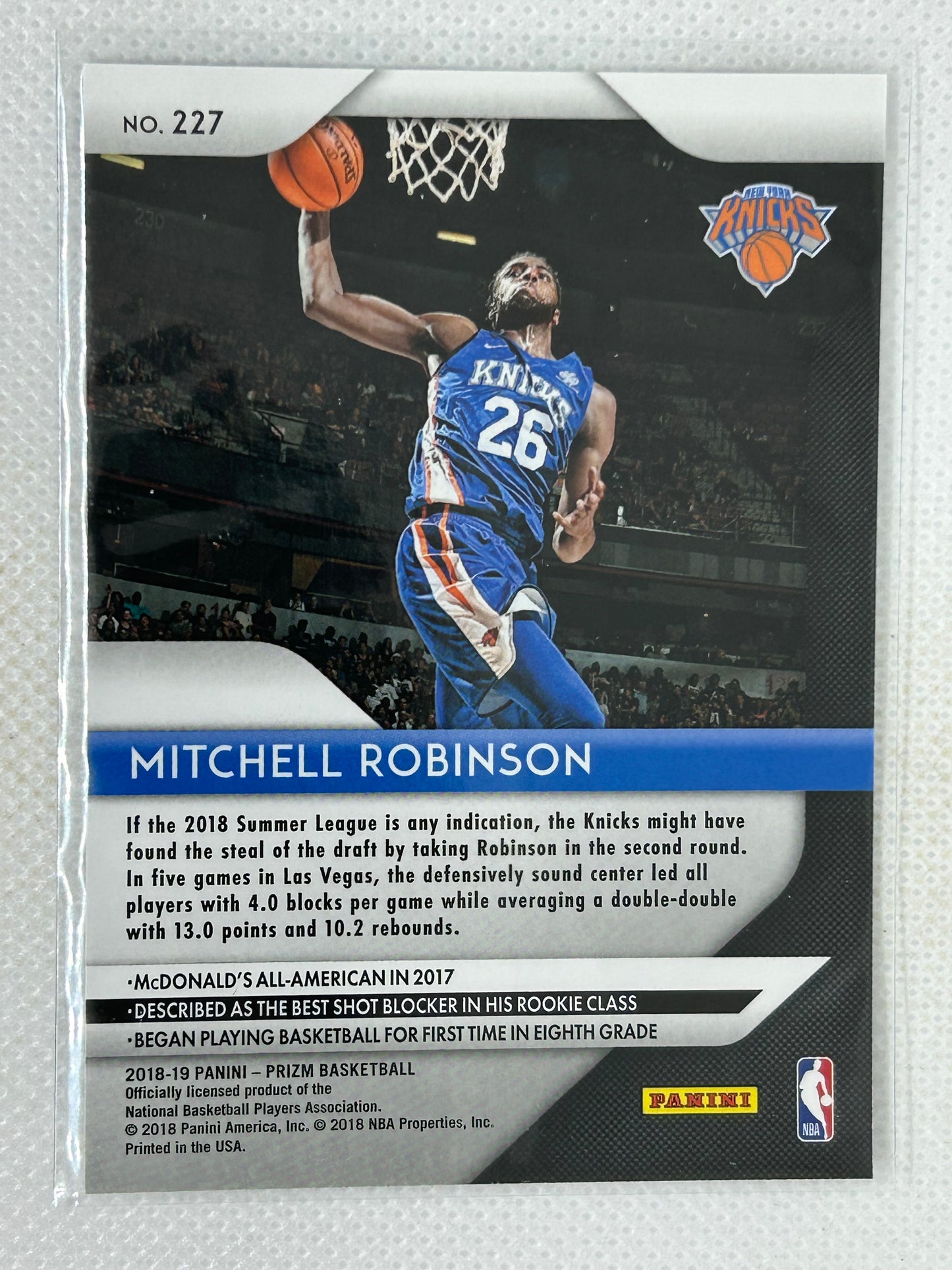 2018-19 Panini Prizm Rookie #227 Mitchell Robinson New York Knicks
