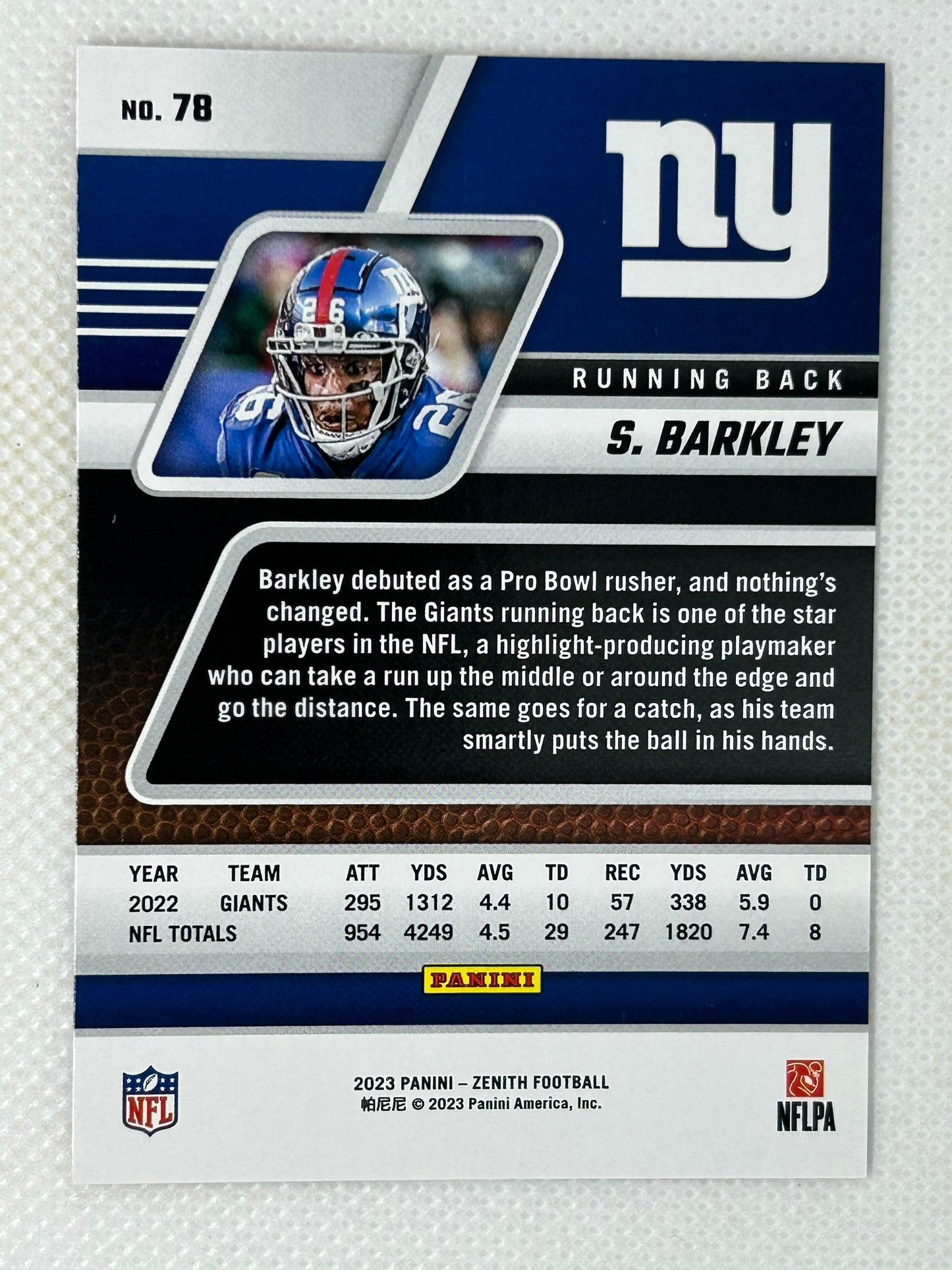 2023 Panini Zenith Saquan Barkley #78 New York Giants