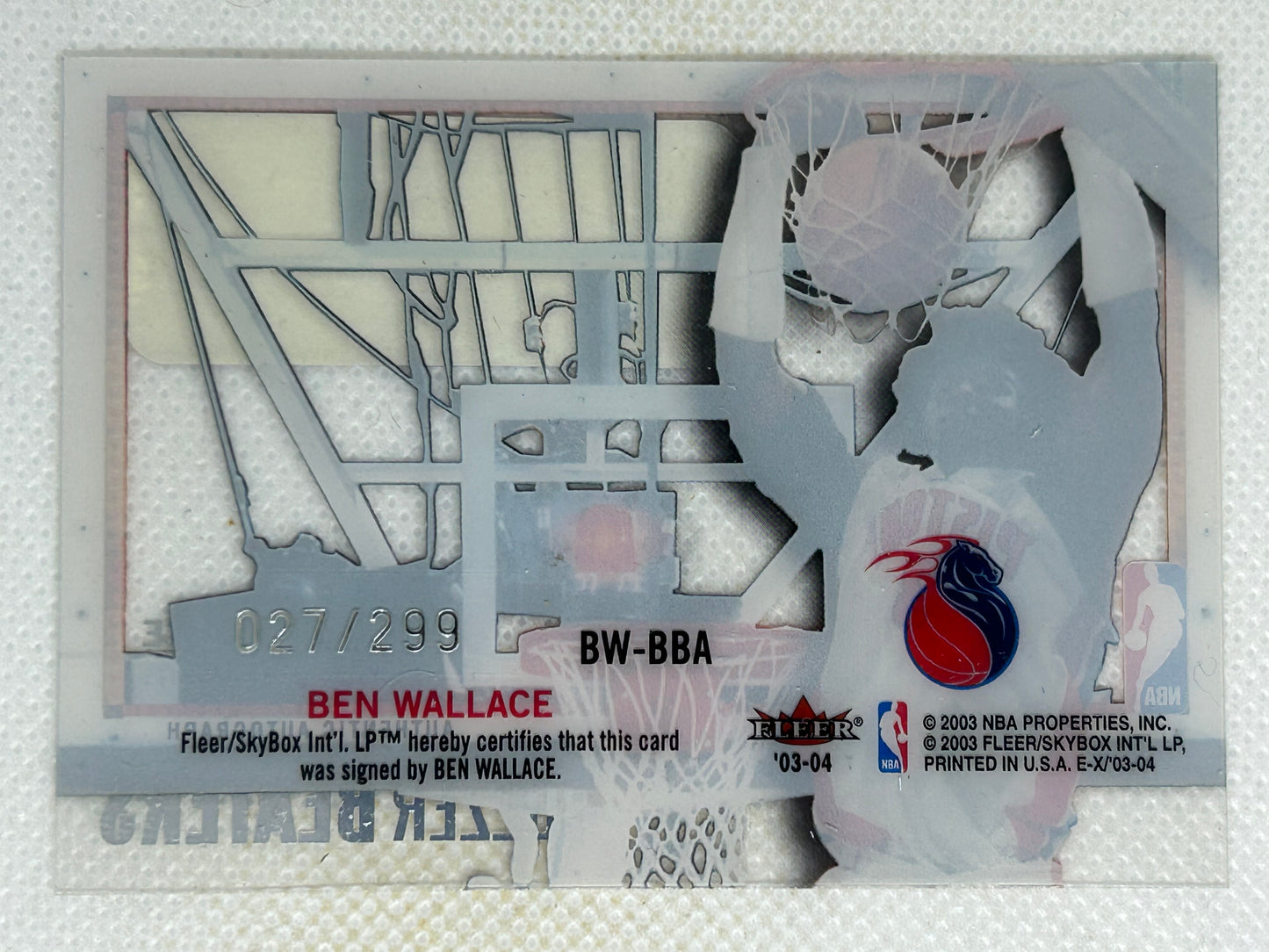 2003-04 Fleer E-X Ben Wallace Buzzer Beaters Autograph #279 /299 BW-BBA Detroit Pistons
