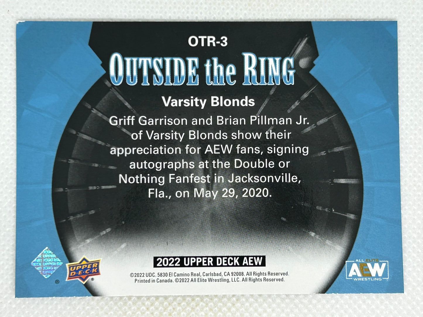 2022 Upper Deck AEW Wrestling Outside the Ring #OTR-3 Varsity Blonds