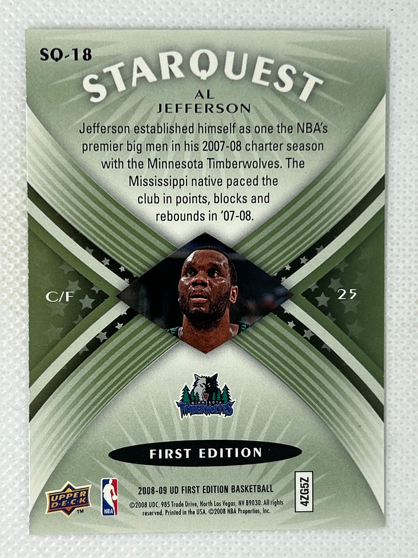 2008-09 Upper Deck StarQuest Common SQ-18 Al Jefferson Minnesota Timberwolves