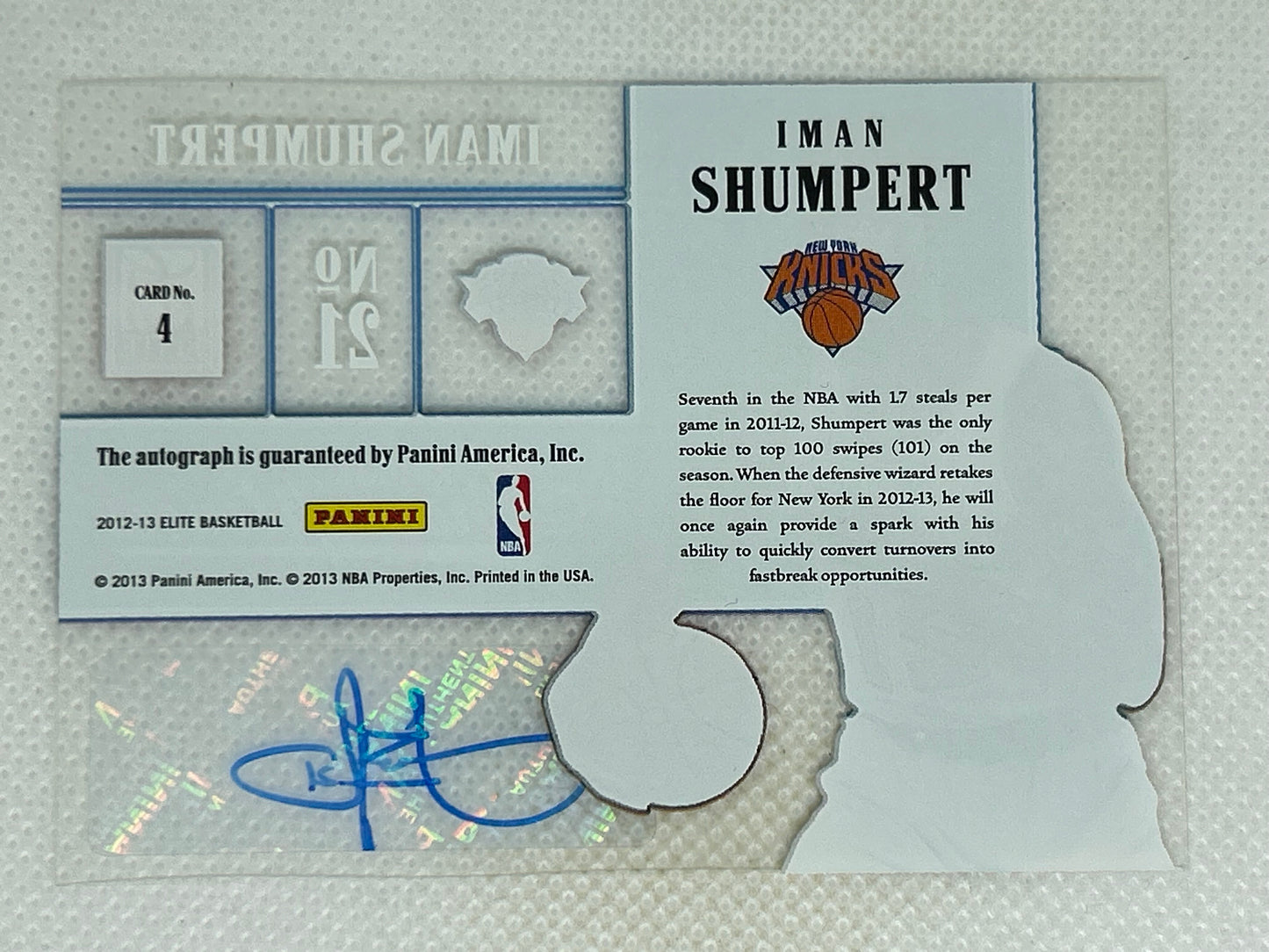 2012-13 Panini Elite Rookie Inscriptions Iman Shumpert #4 Autograph New York Knicks