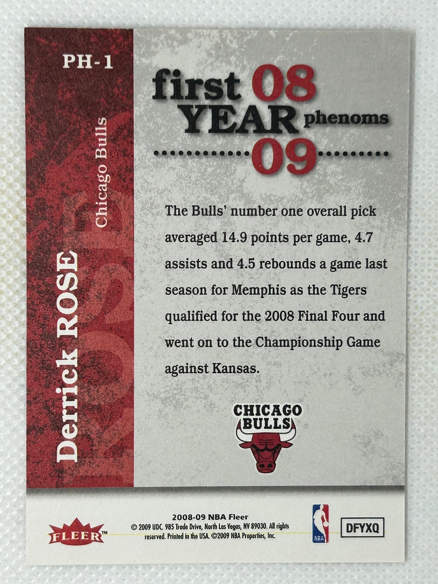 2008-09 Fleer First Year Phenoms Derrick Rose #PH-1 Rookie Card Chicago Bulls