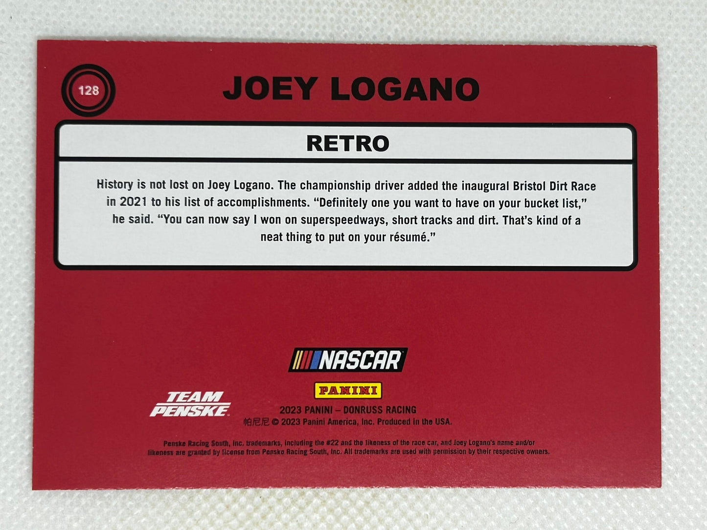 2023 Panini Donruss NASCAR Racing Retro 1990 Joey Logano #128