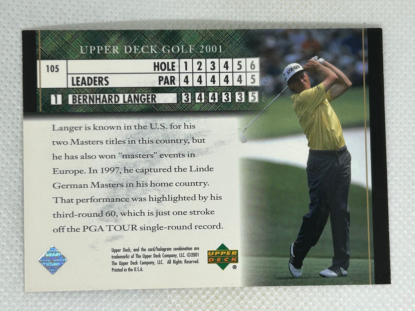 2001 Upper Deck Golf Card #105 Bernhard Langer Leaderboard Signed Card