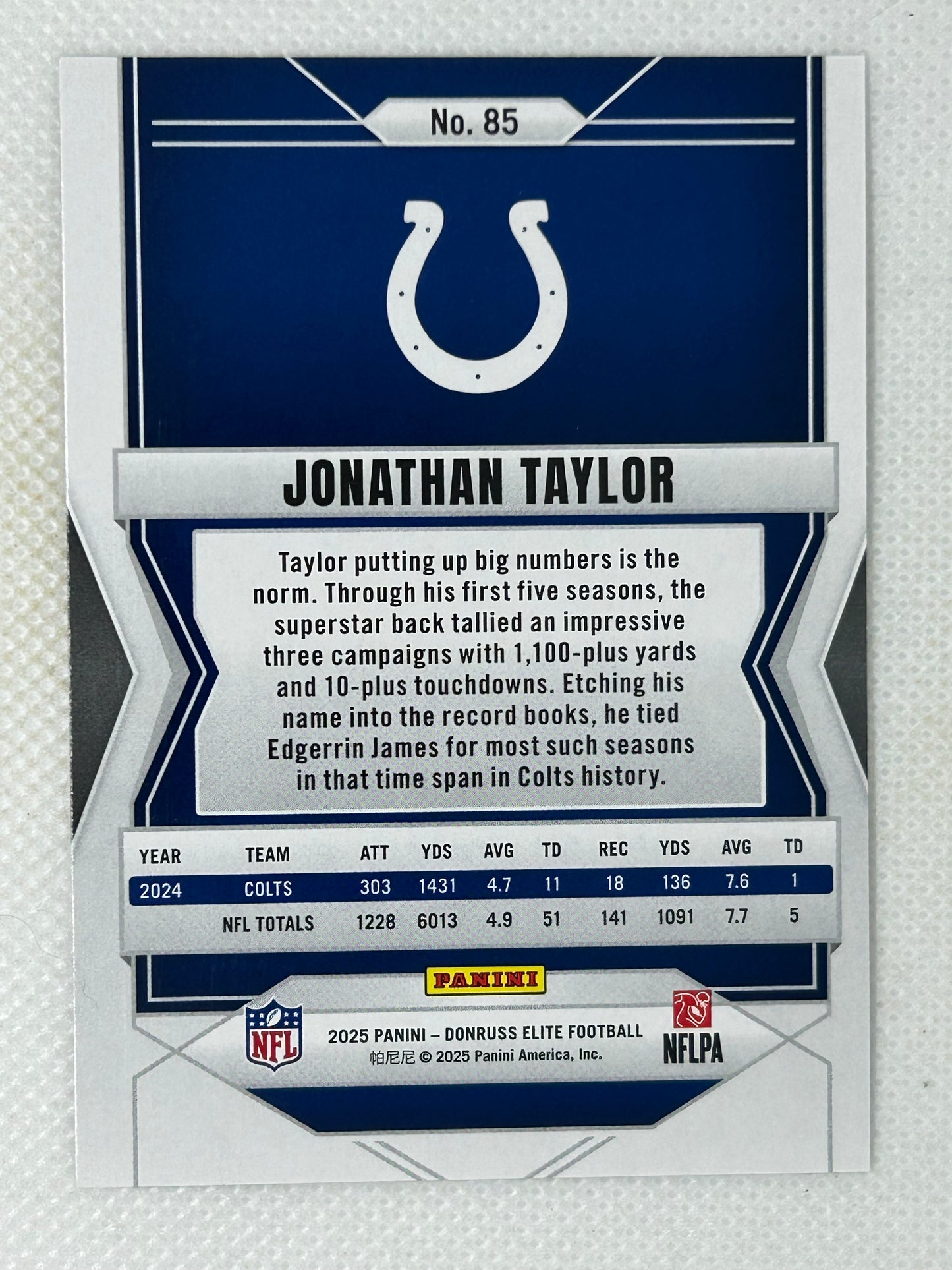2025 Panini Donruss Elite #85 Jonathan Taylor Indianapolis Colts
