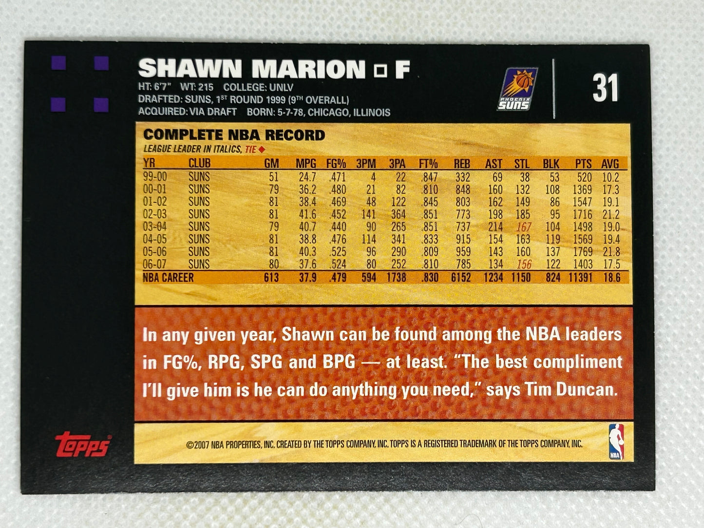 2007-08 Topps #31 Shawn Marion Phoenix Suns