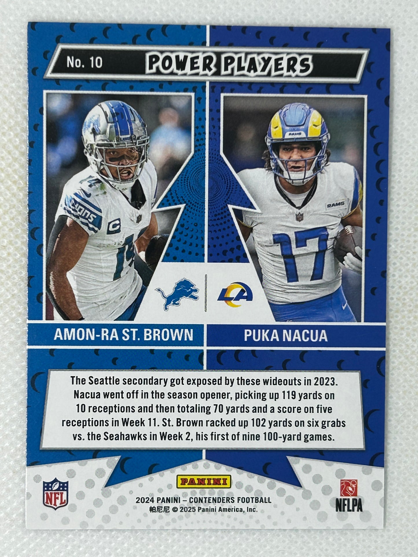 2024 Panini Contenders Puka Nacua Amon-Ra St. Brown Power Players #10 Detroit Lions Los Angeles Rams