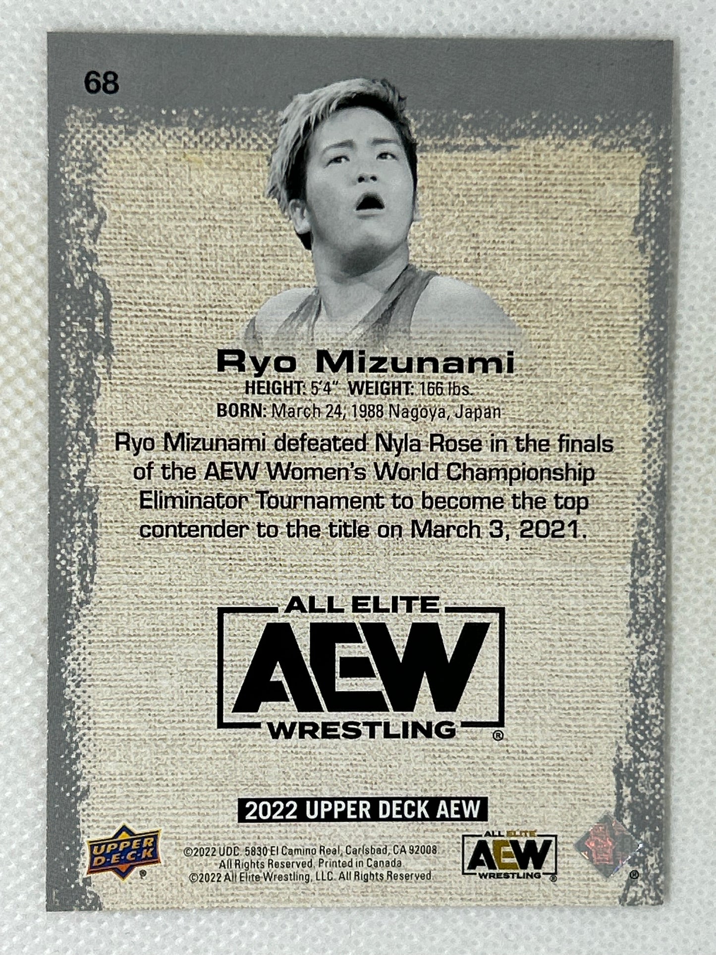 2022 Upper Deck AEW All Elite Wrestling Gold Ryo Mizunami #68