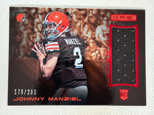 2014 Rookies and Stars Rookie Materials Longevity Ruby Relic #24 Johnny Manziel /299 Cleveland Browns