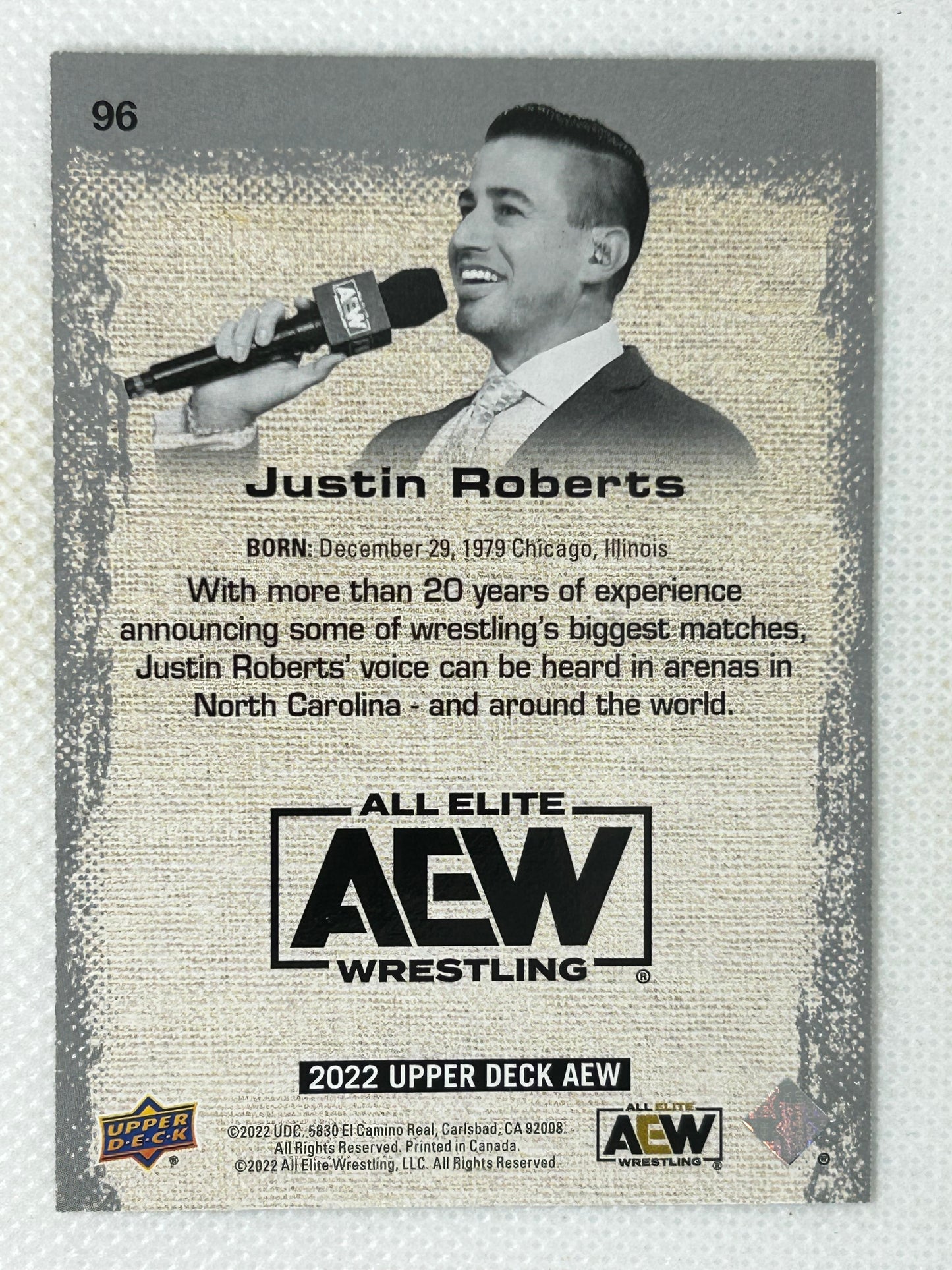 2022 Upper Deck AEW All Elite Wrestling Pyro #96 Justin Roberts