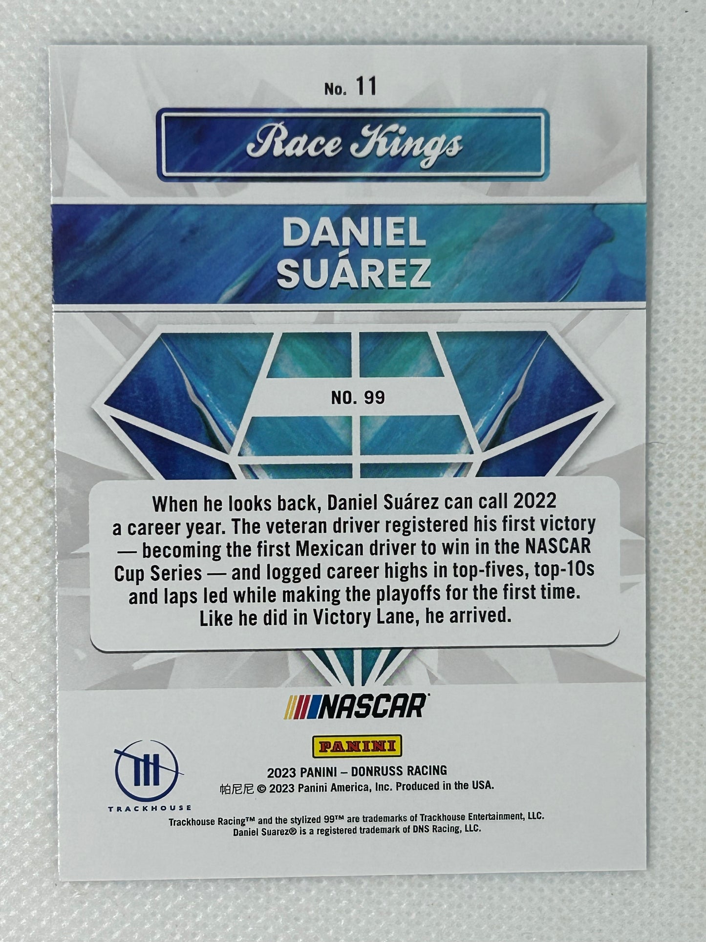 2023 Panini Donruss NASCAR Race Kings Carolina Blue Daniel Suarez #11