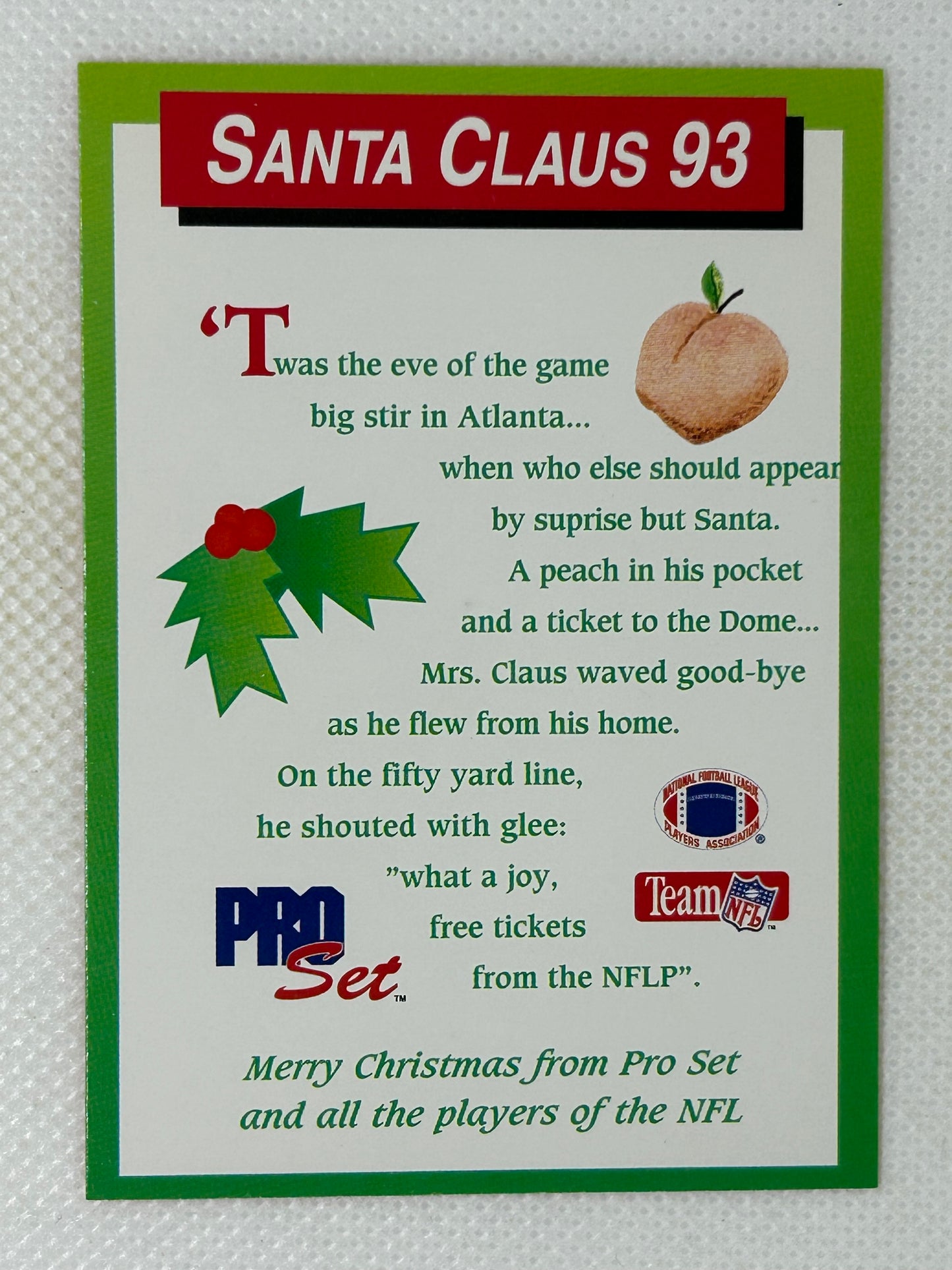 1993 NFL Pro Set Santa Claus Georgia Peach Card Rare