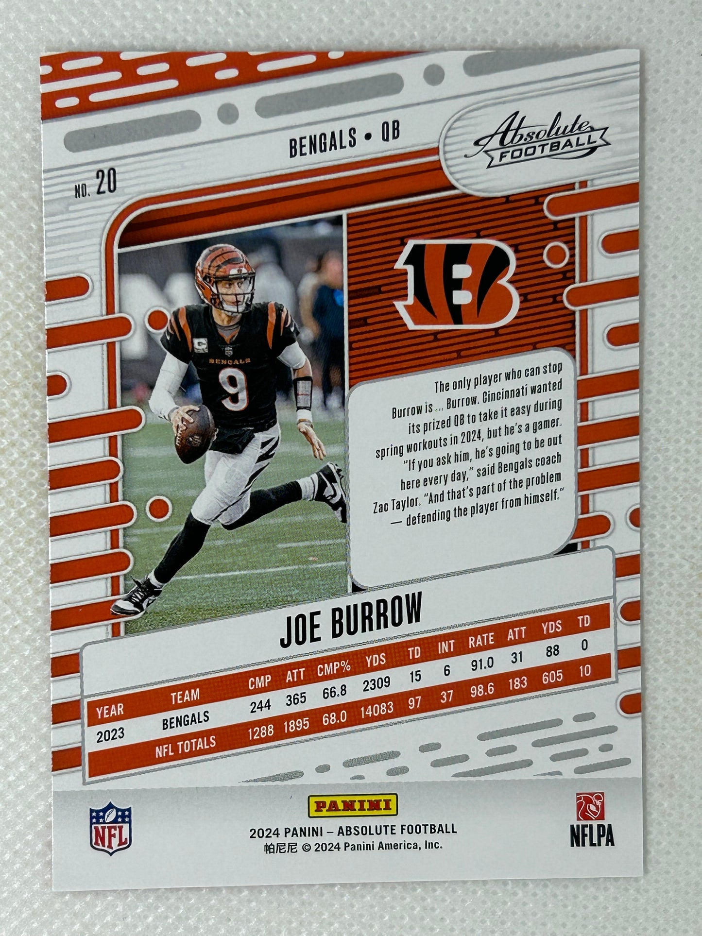 2024 Panini Absolute Joe Burrow #20 Cincinnati Bengals