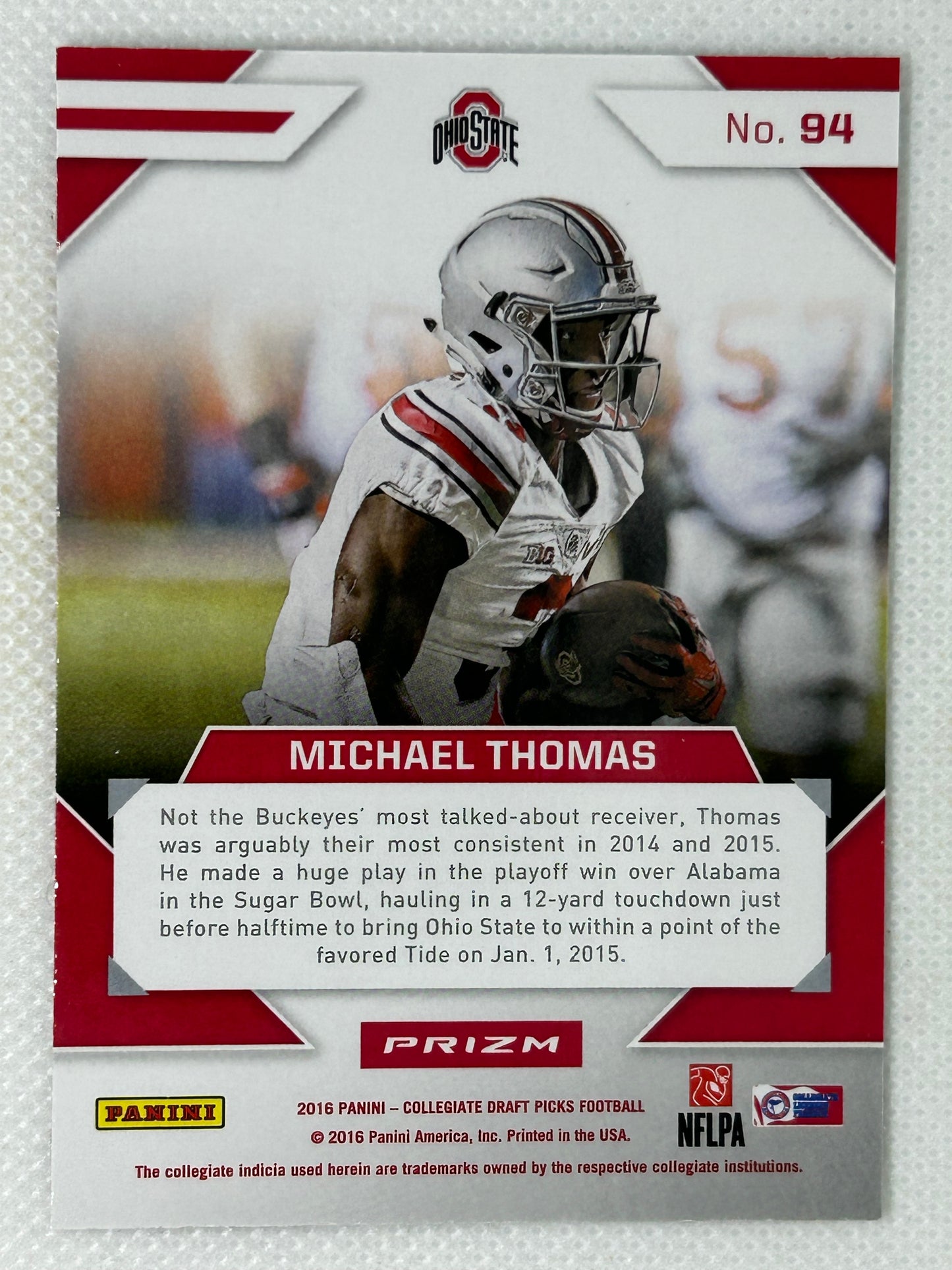 2016 Panini Prizm Stained Glass Prizm Case Hit Michael Thomas #94 Ohio State Buckeyes