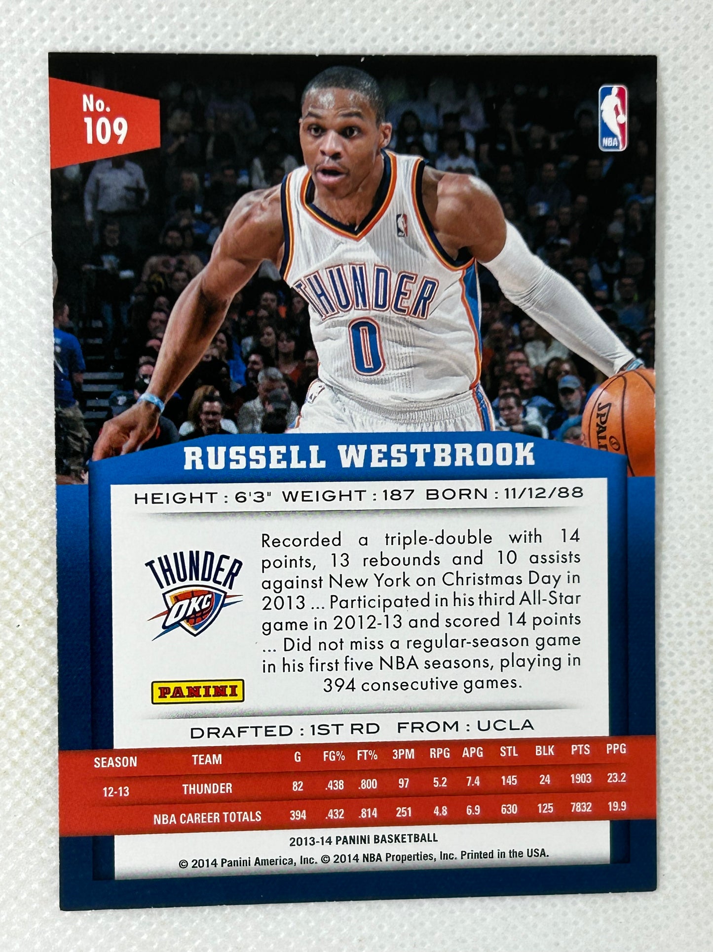 2013-14 Panini #109 Russell Westbrook Oklahoma City Thunder