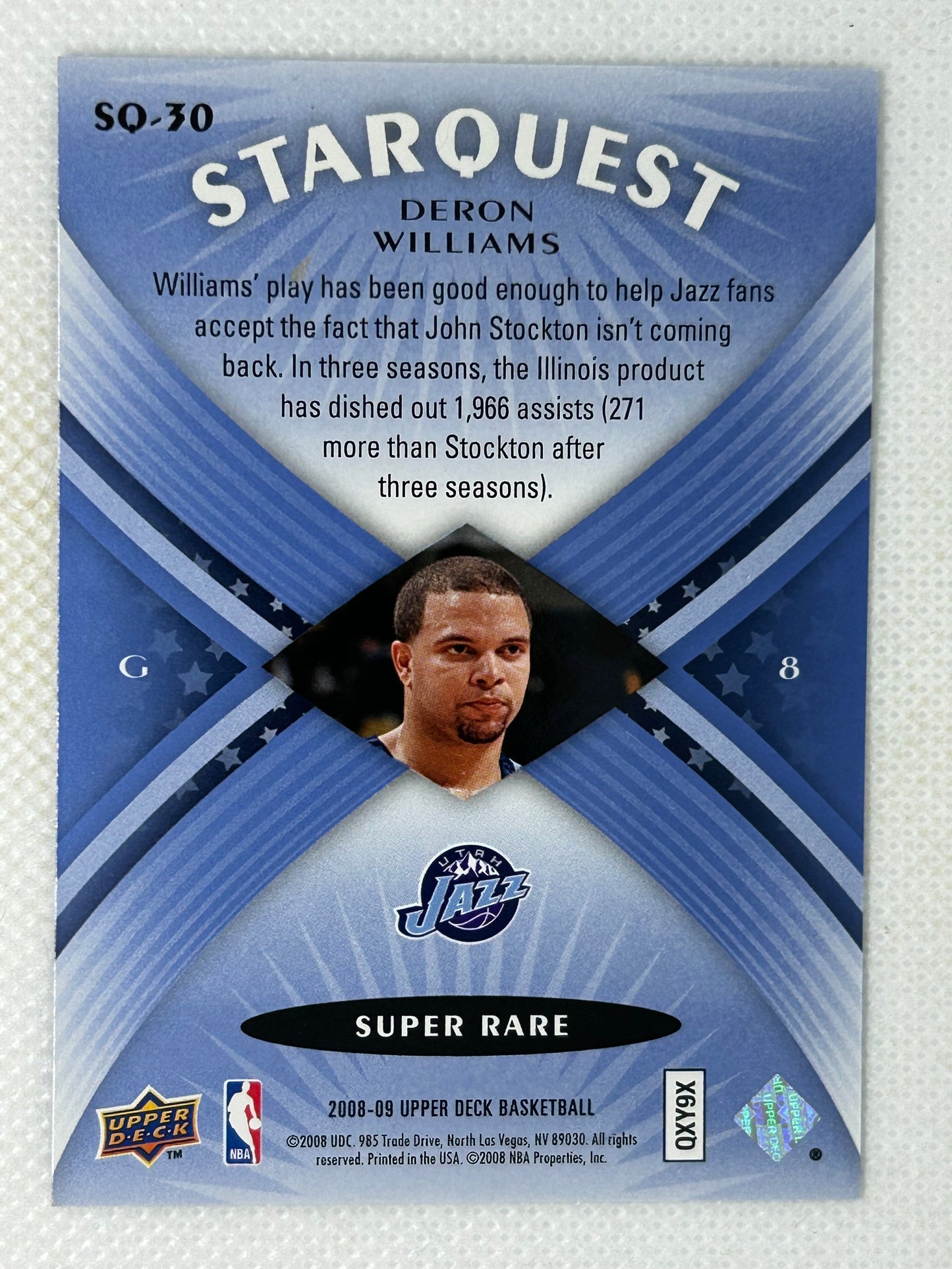 2008-09 Upper Deck StarQuest Super Rare Blue Deron Williams #SQ-30 Utah Jazz