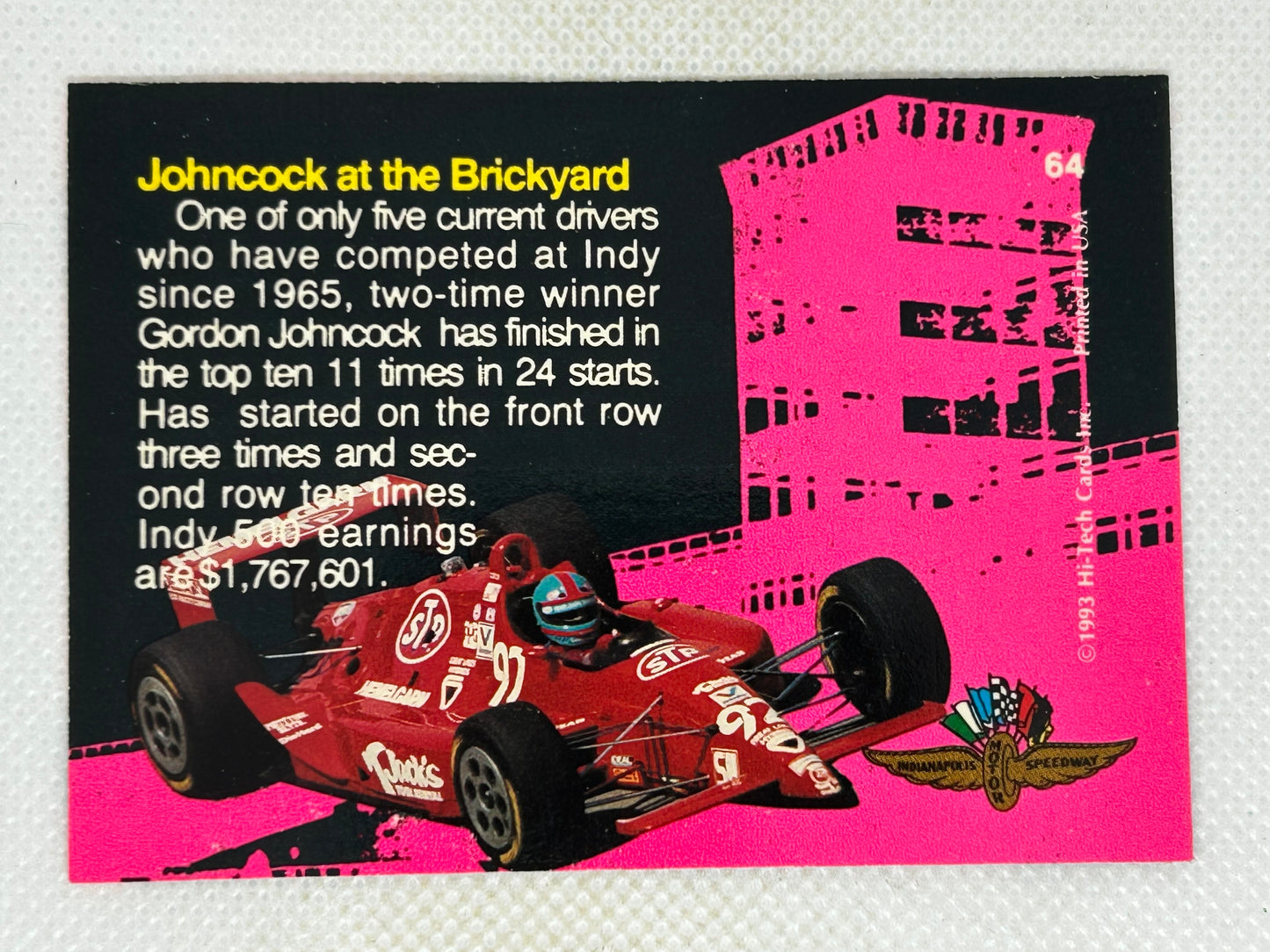 1993 Hi-Tech Gordon Johncock #64 IndyCar Signed Card