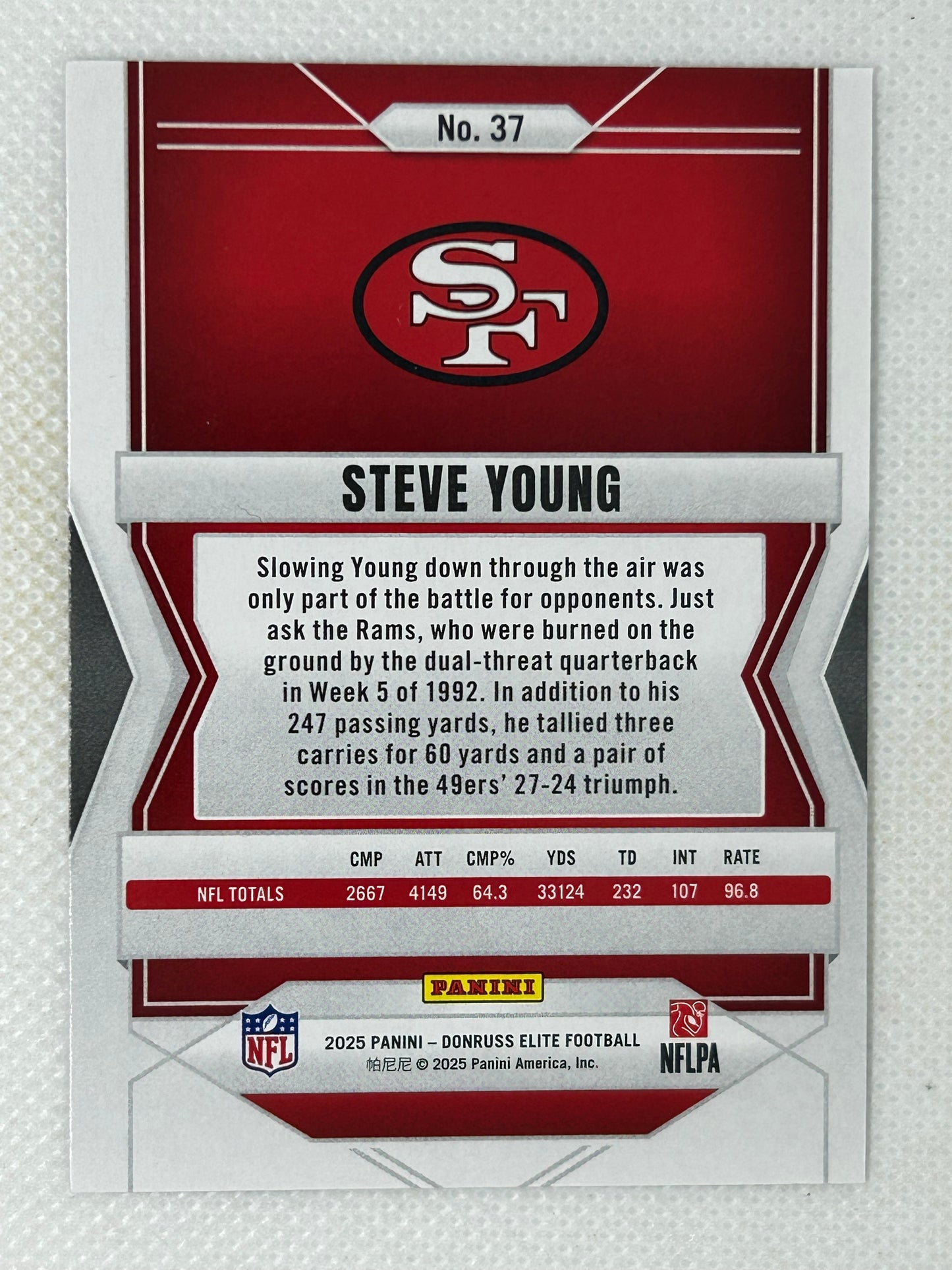 2025 Panini Donruss Elite #37 Steve Young San Francisco 49ers