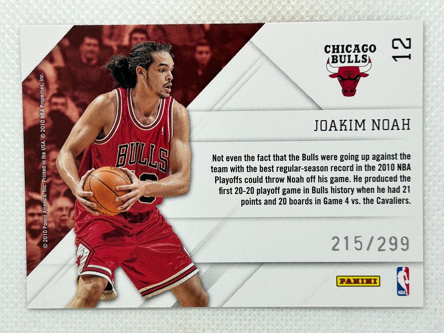 2010-11 Panini Prestige Joakim Noah Prestigious Pros Orange /299 #12 Chicago Bulls