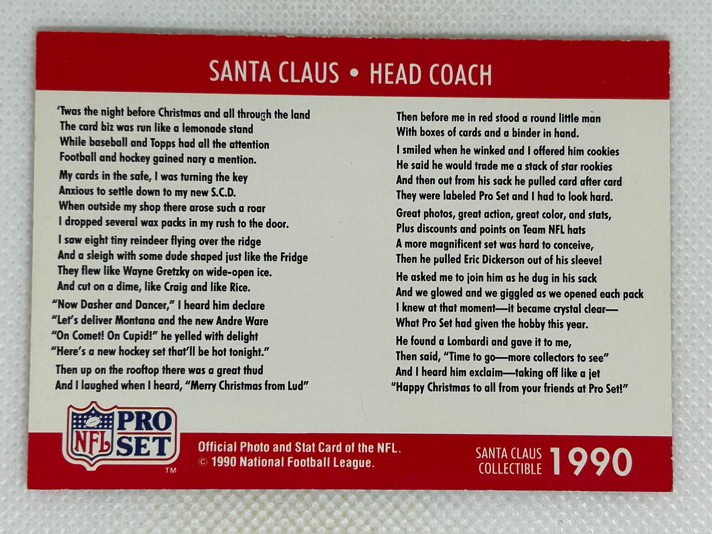 1990 NFL Pro Set Santa Claus #1990 SP (#3)