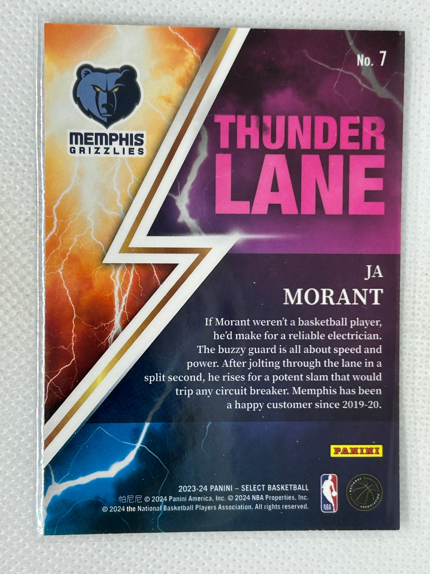 2023-24 Panini Select Thunder Lane Ja Morant #7 Memphis Grizzlies