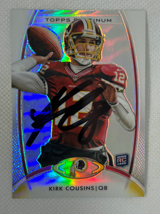 2012 Topps Platinum Kirk Cousins Refractor Rookie #104 Washington Redskins Signed Card