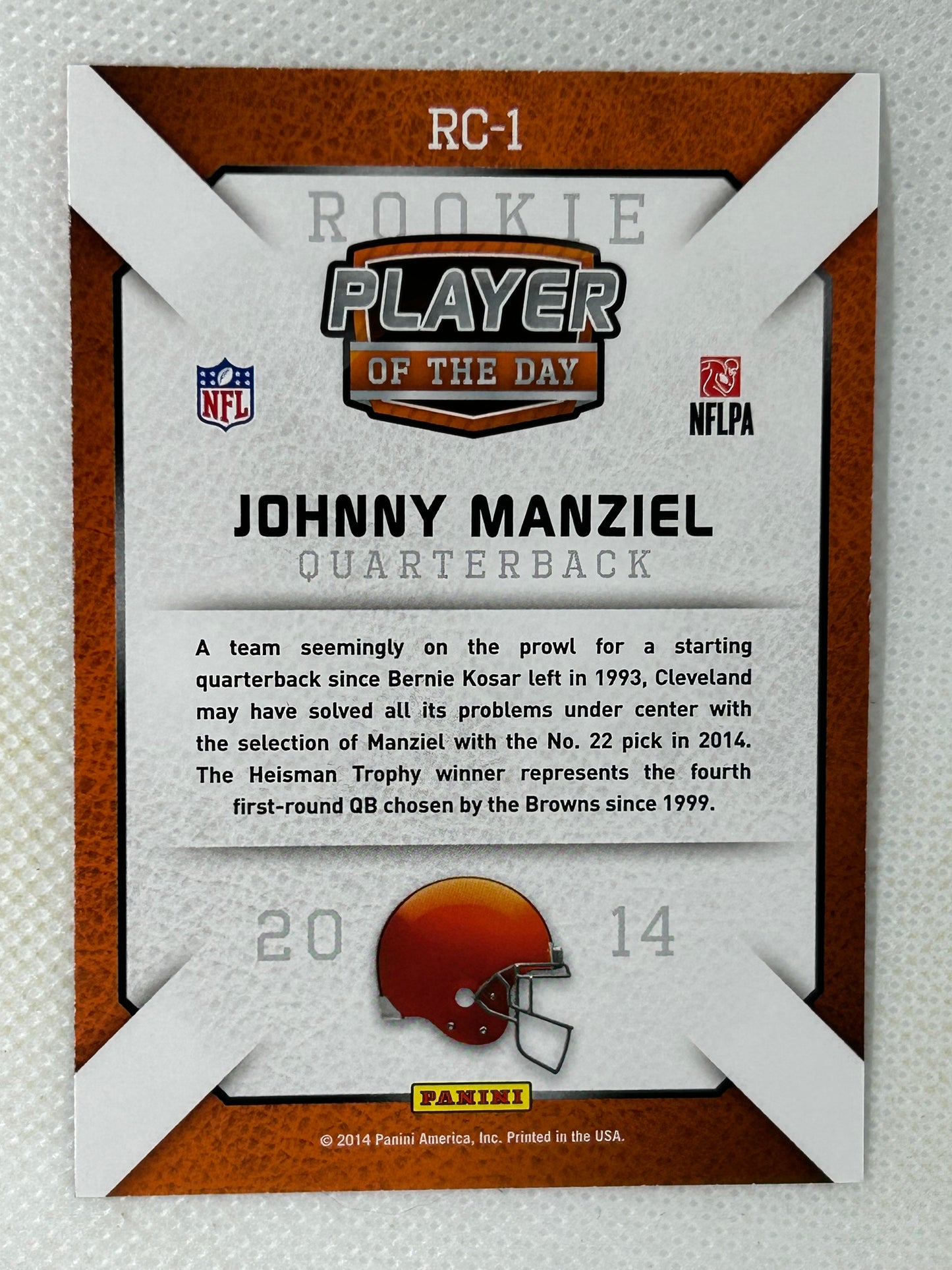 2014 Panini Player of the Day #RC-1 Johnny Manziel Cleveland Browns