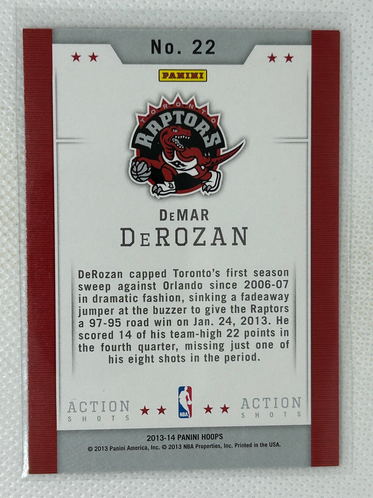 2013-14 NBA Hoops Action Shots #22 Demar Derozan Toronto Raptors