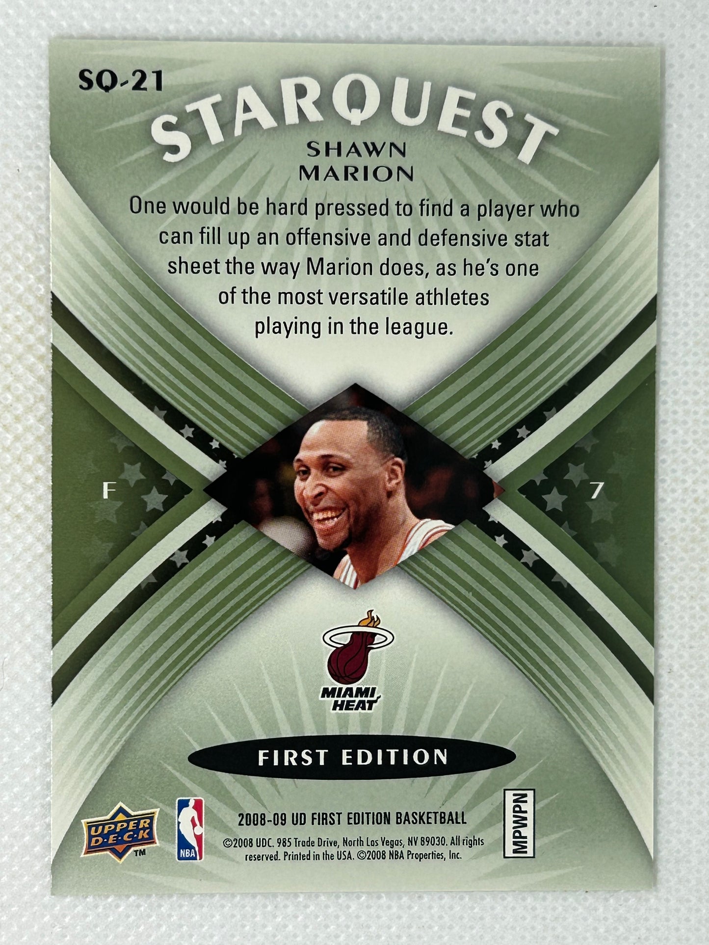 2008-09 Upper Deck StarQuest Common SQ-21 Shawn Marion Miami Heat