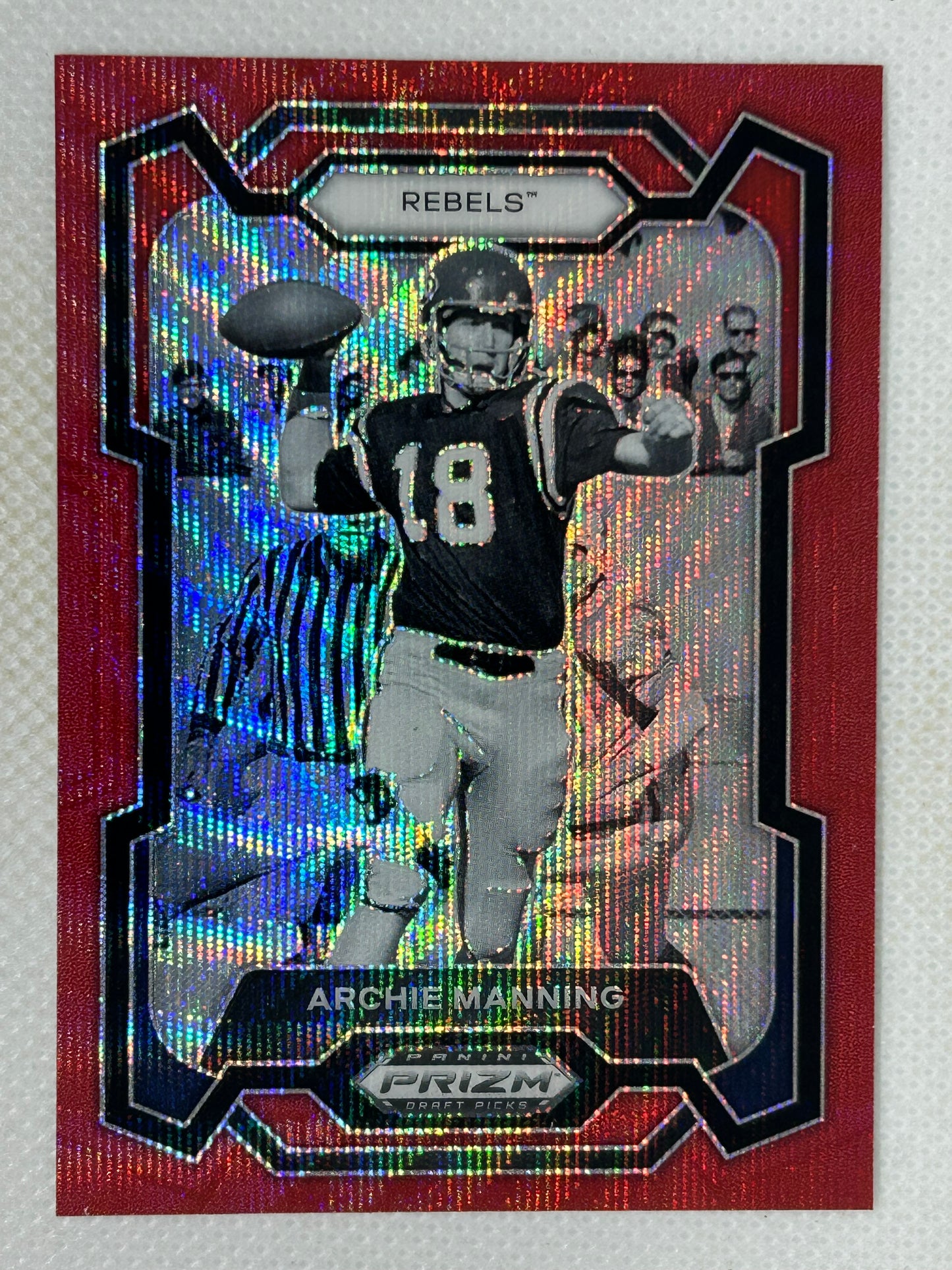 2024 Panini Prizm Draft Picks Archie Manning Red Wave #89 Ole Miss Rebels