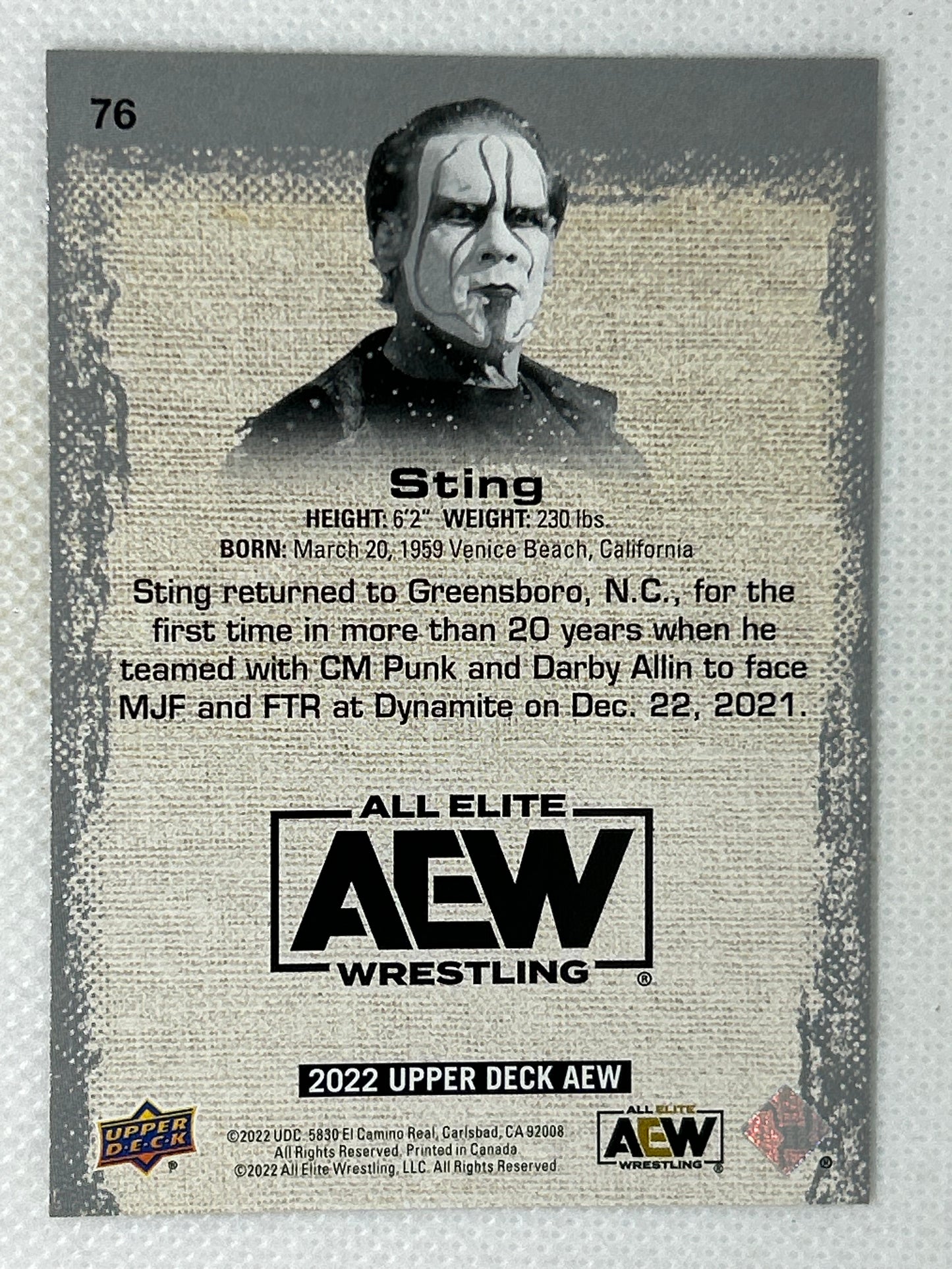 2022 Upper Deck AEW All Elite Wrestling #76 Sting