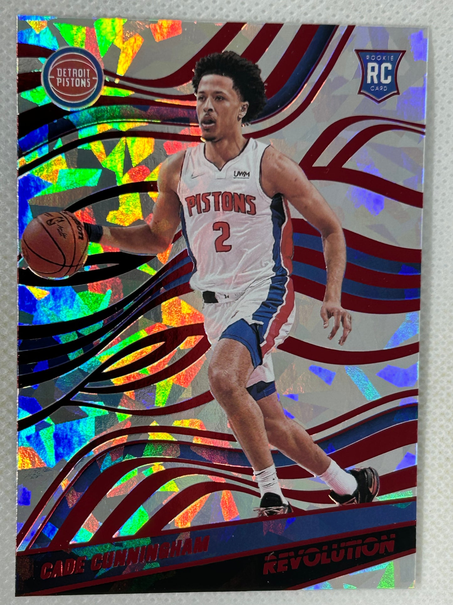 2021-22 Panini Revolution Cade Cunningham Rookie Red Chinese New Year Cracked Ice #120 Detroit Pistons