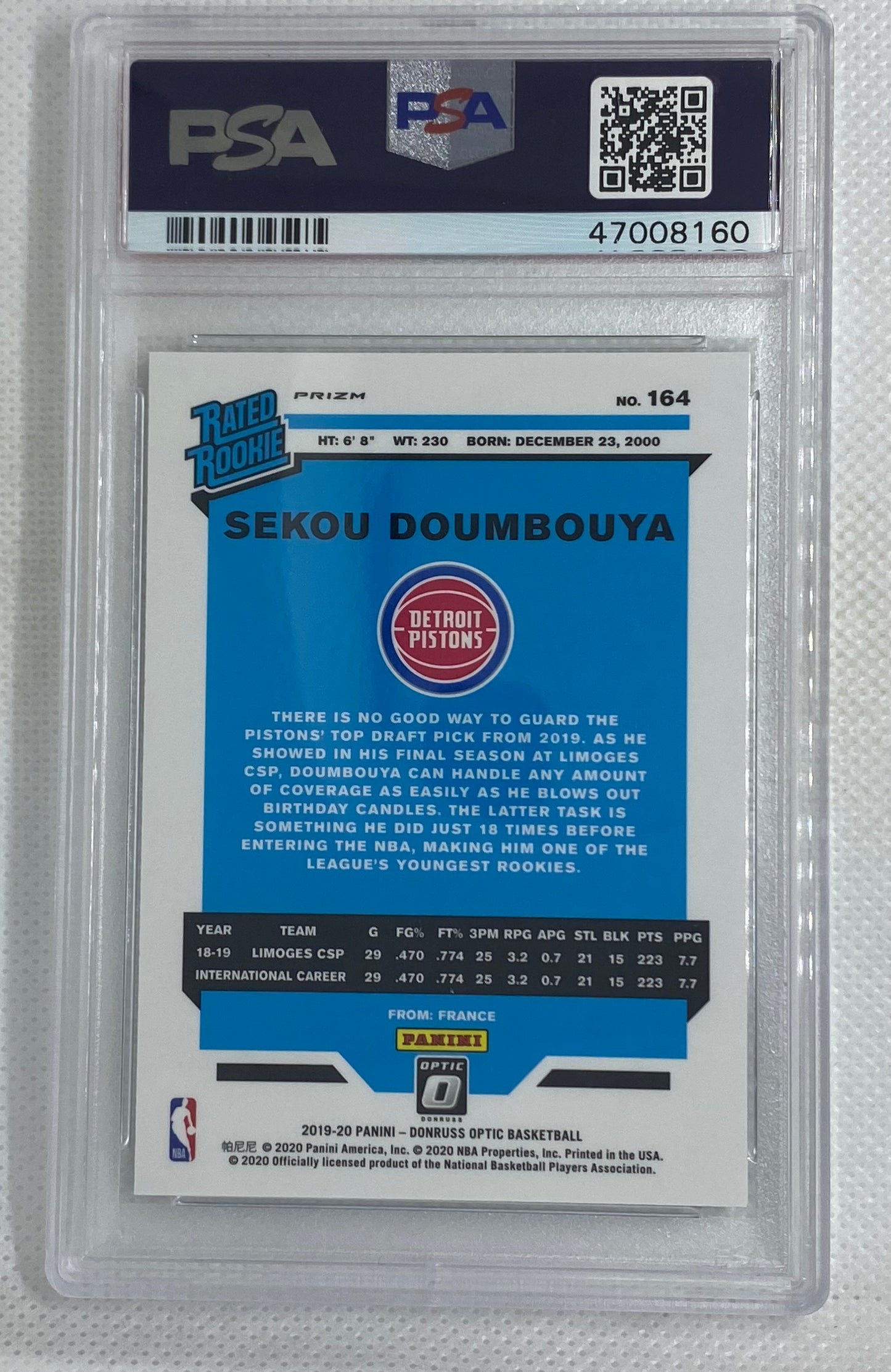 2019-20 Panini Donruss Optic Fanatics Green Wave Rookie #164 Sekou Doumbouya PSA 6