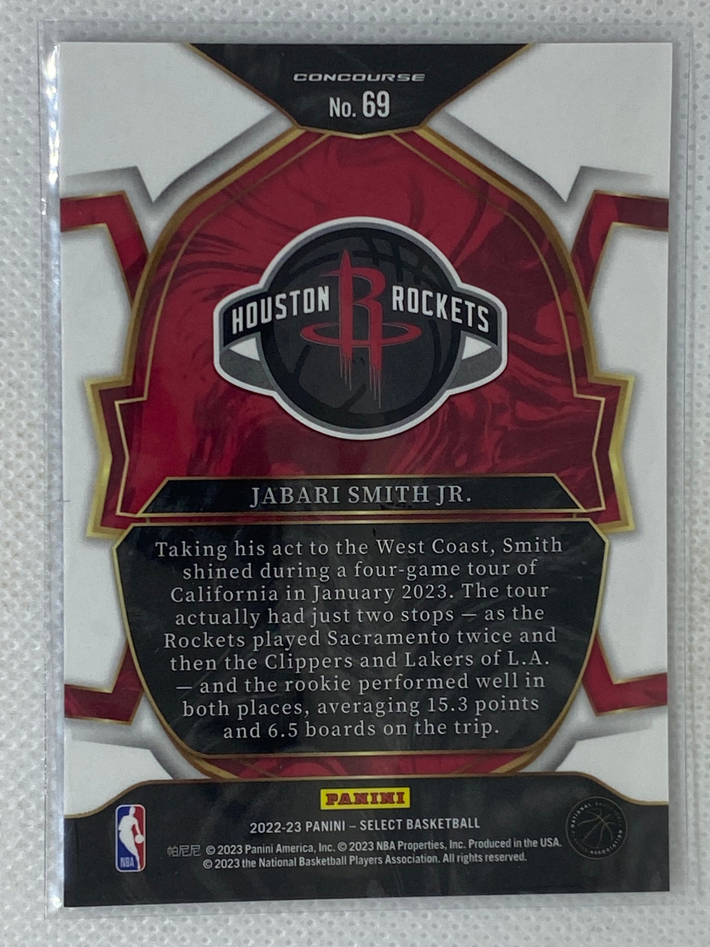 2022-23 Panini Select Jabari Smith Jr Concourse Blue #69 RC