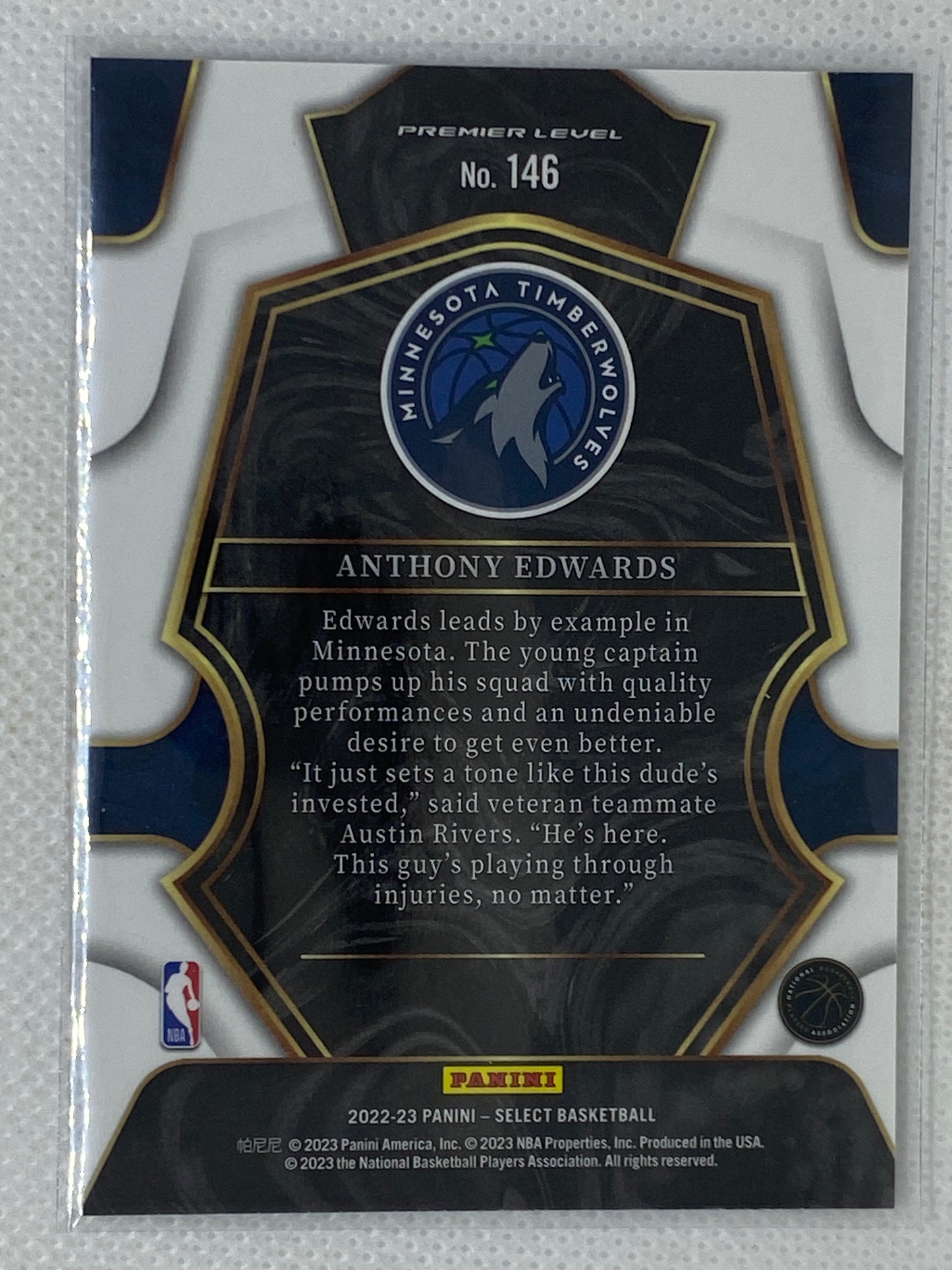 2022-23 Panini Select Premier Level Anthony Edwards #146 Minnesota Timberwolves