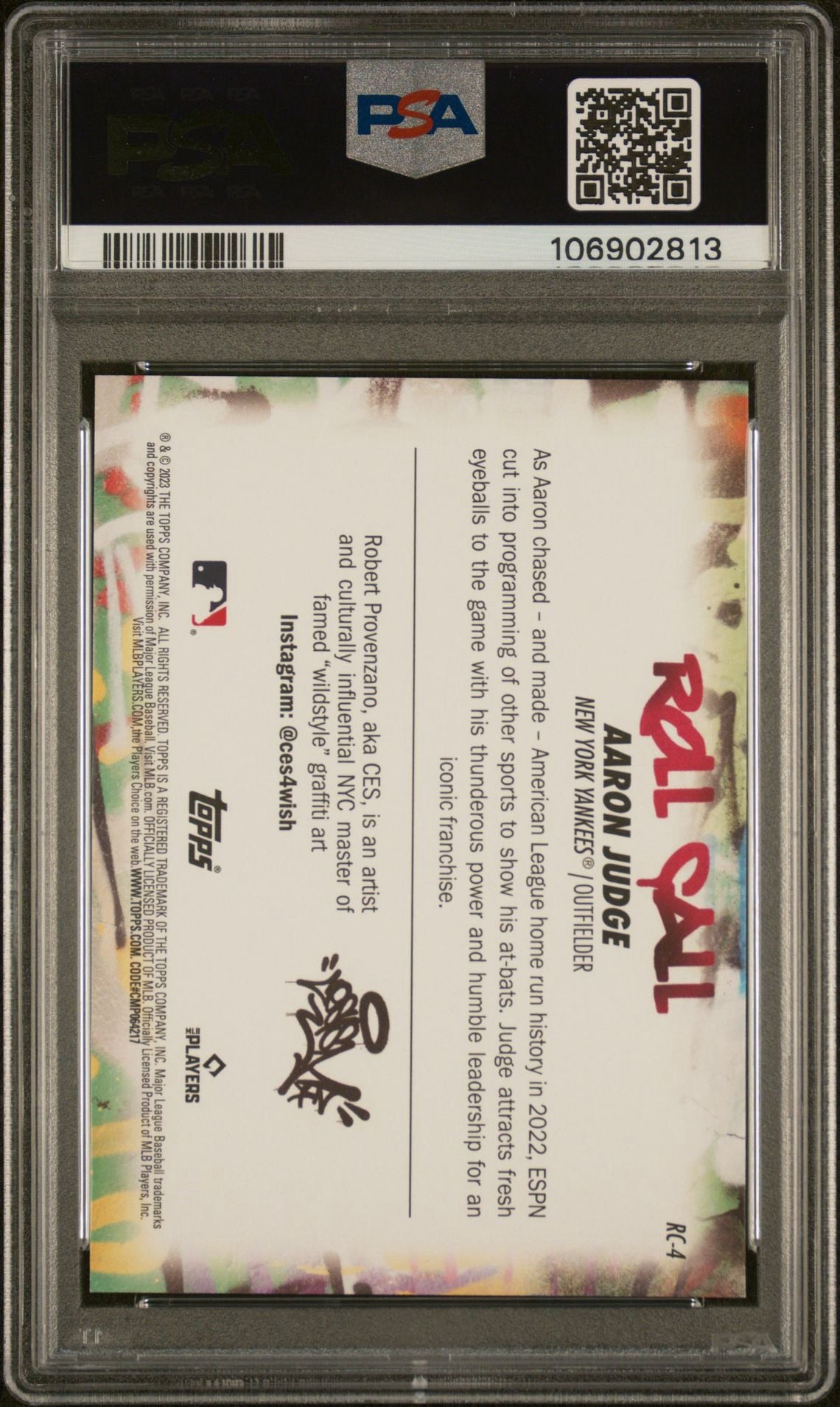 2023 Topps Big League Roll Call Wild Style Edition Aaron Judge #RC4 New York Yankees PSA 10
