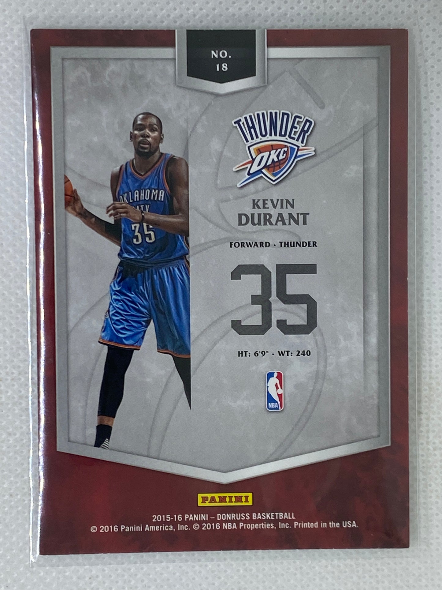 2015-16 Panini Elite Series Inserts Thunder Basketball Card #18 Kevin Durant