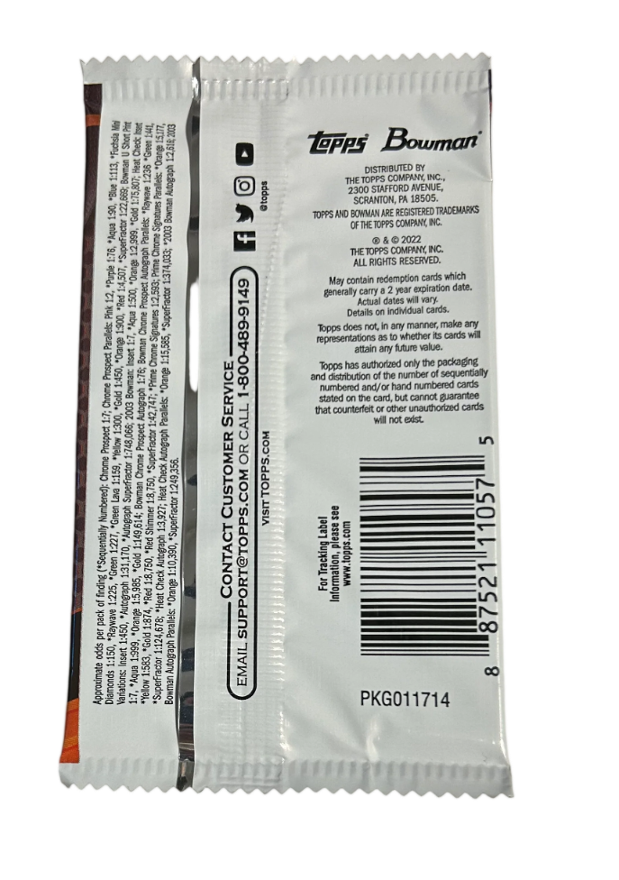 2021-22 Bowman University Basketball Factory Sealed Pack