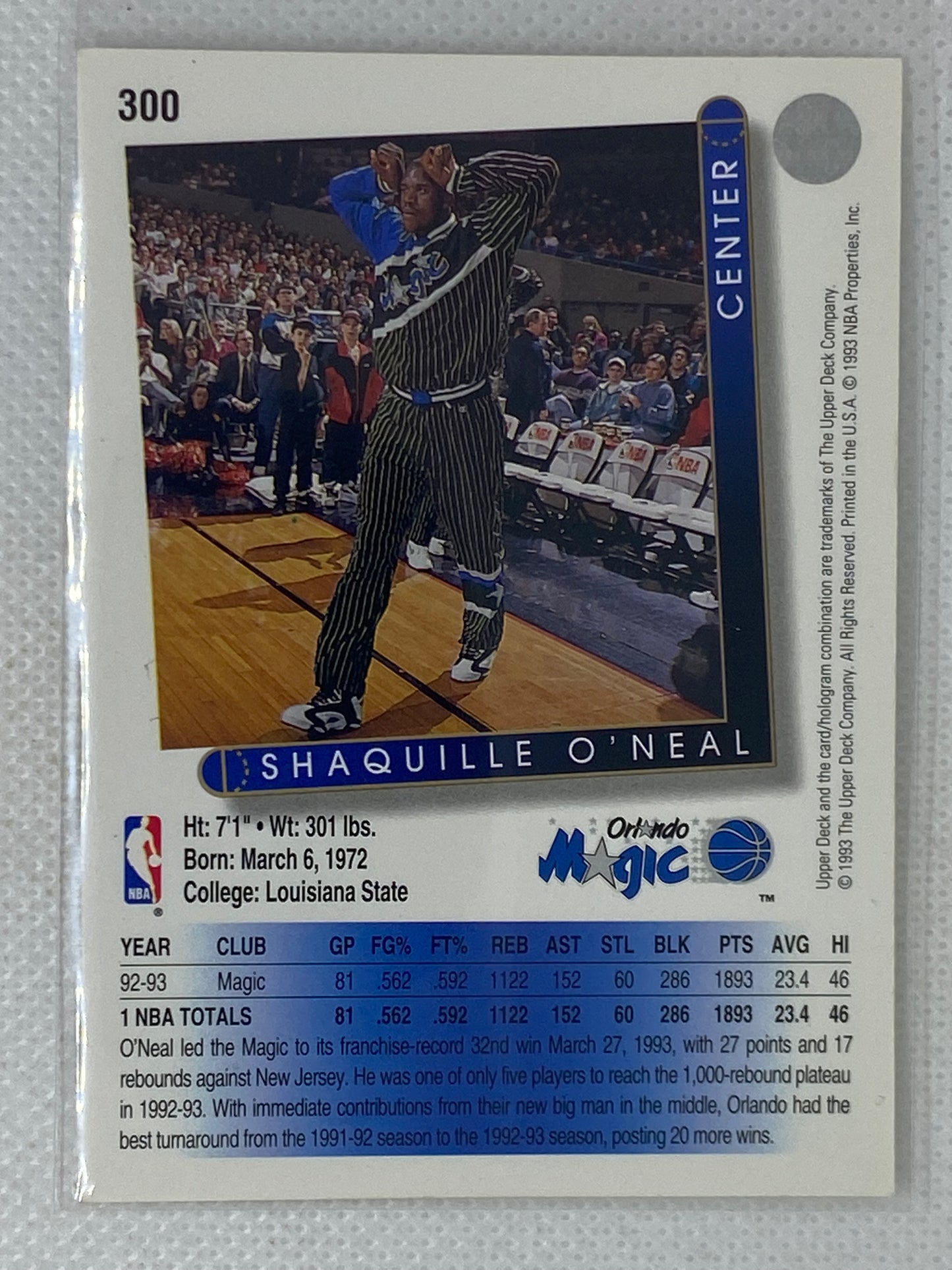 1993-94 Upper Deck - #300 Shaquille O'Neal
